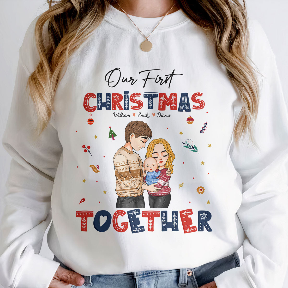 Our First Christmas Together New Mom Dad - Personalized Shirt