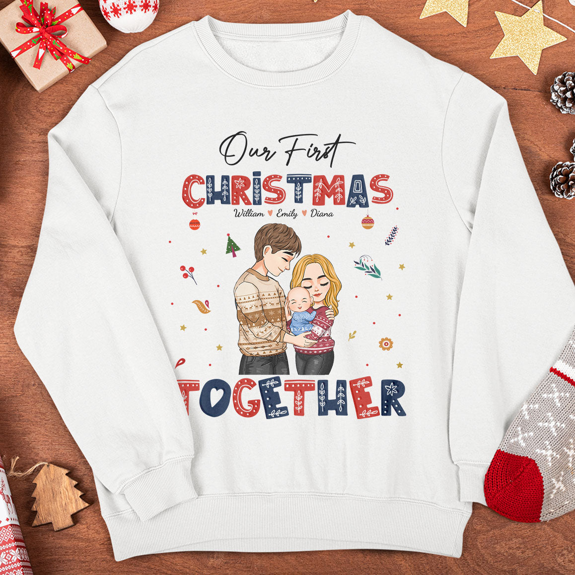 Our First Christmas Together New Mom Dad - Personalized Shirt