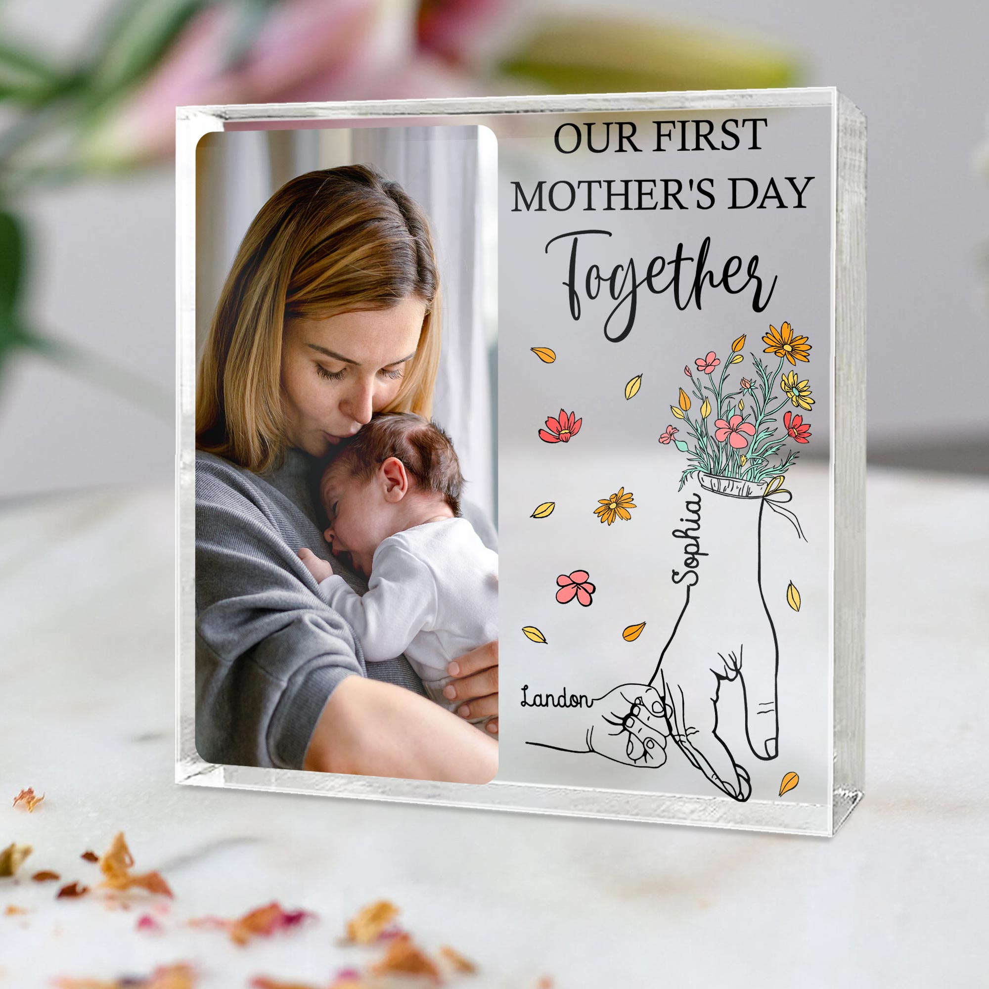 Our First Mother's Day Together Hand Holding - Personalized Acrylic Photo Plaque