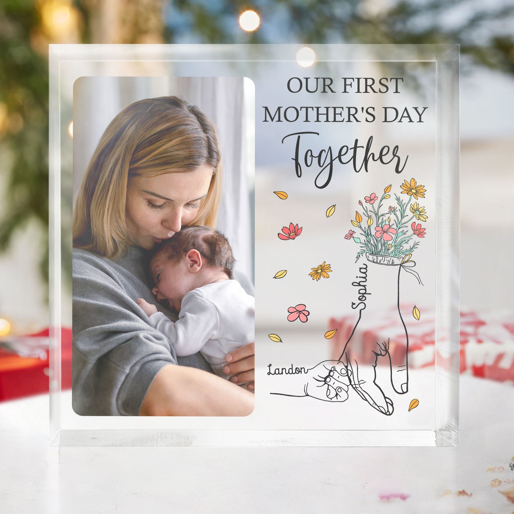 Our First Mother's Day Together Hand Holding - Personalized Acrylic Photo Plaque