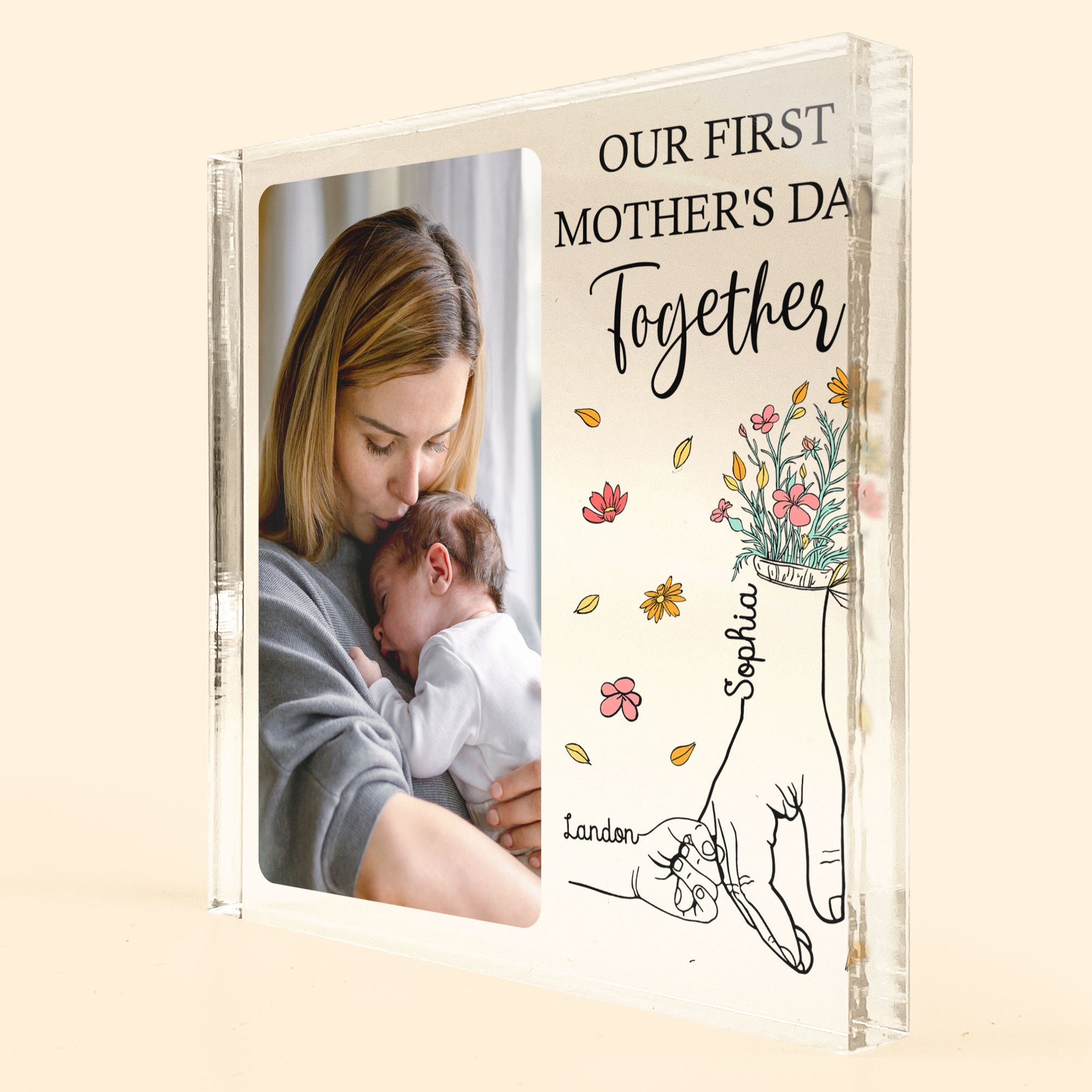 Our First Mother's Day Together Hand Holding - Personalized Acrylic Photo Plaque