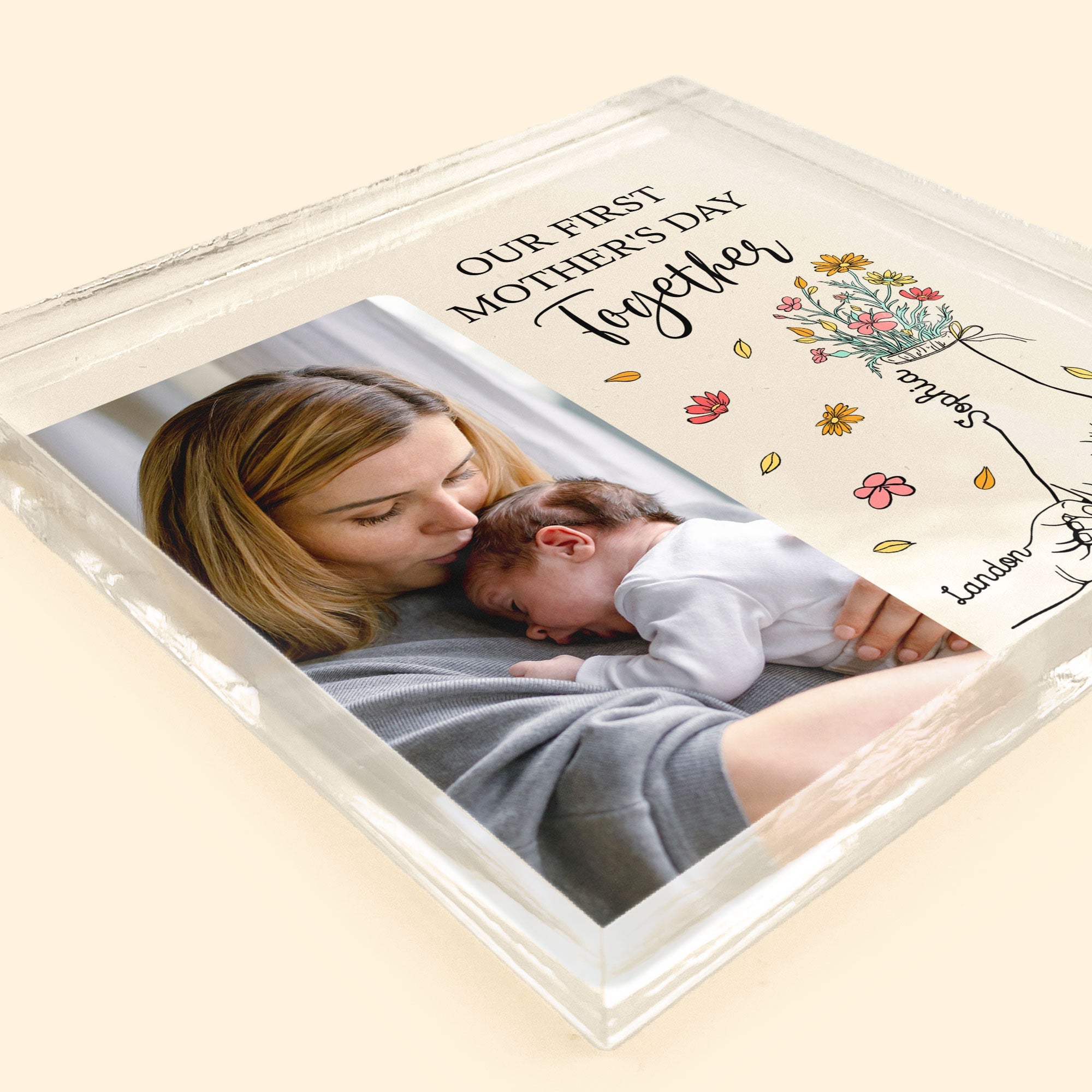 Our First Mother's Day Together Hand Holding - Personalized Acrylic Photo Plaque