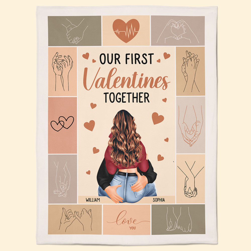 Our First Valentines Together - Personalized Blanket