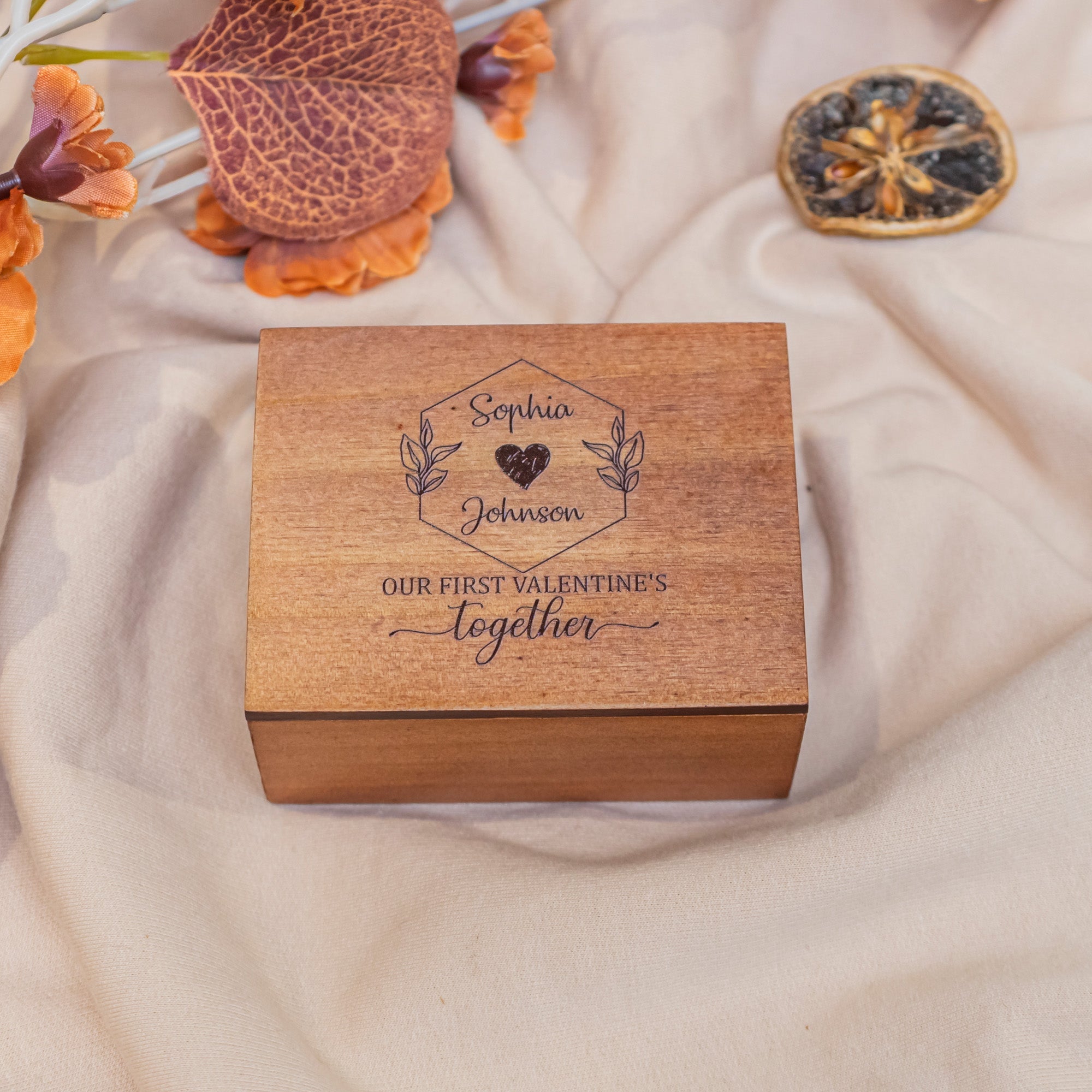 Our First Valentine's Together - Personalized Wooden Photo Box