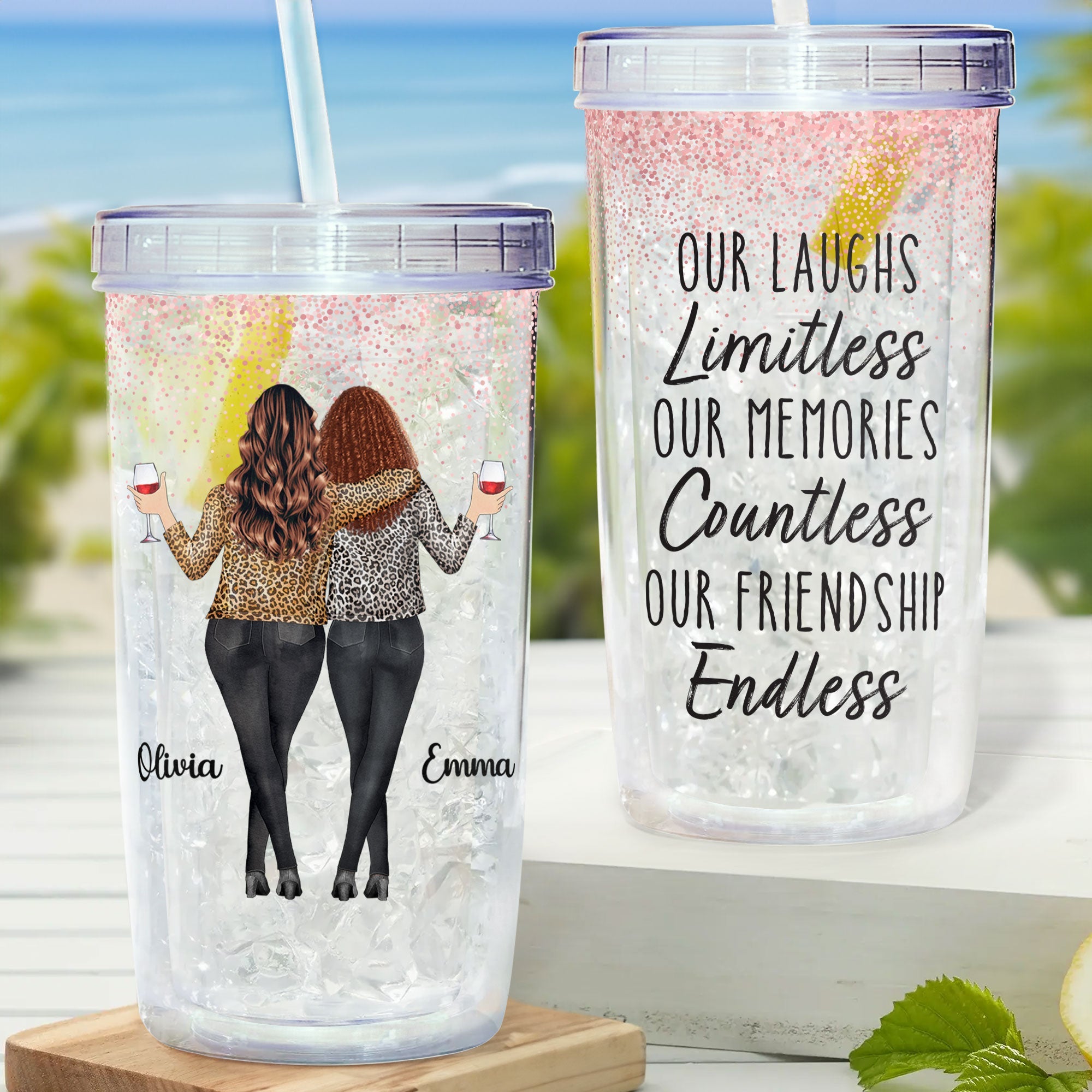 Our Friendship Endless - Personalized Acrylic Tumbler With Straw