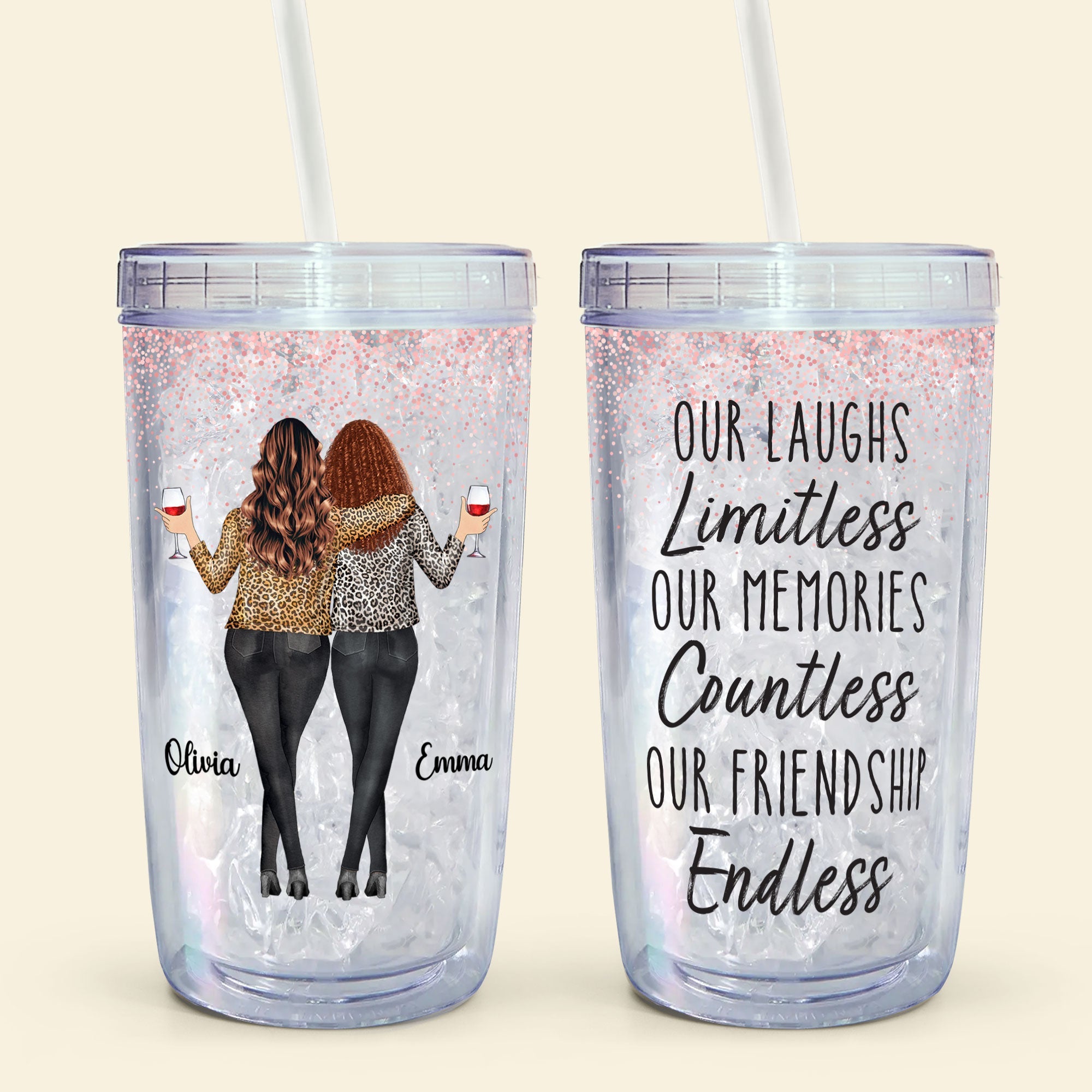 Our Friendship Endless - Personalized Acrylic Tumbler With Straw