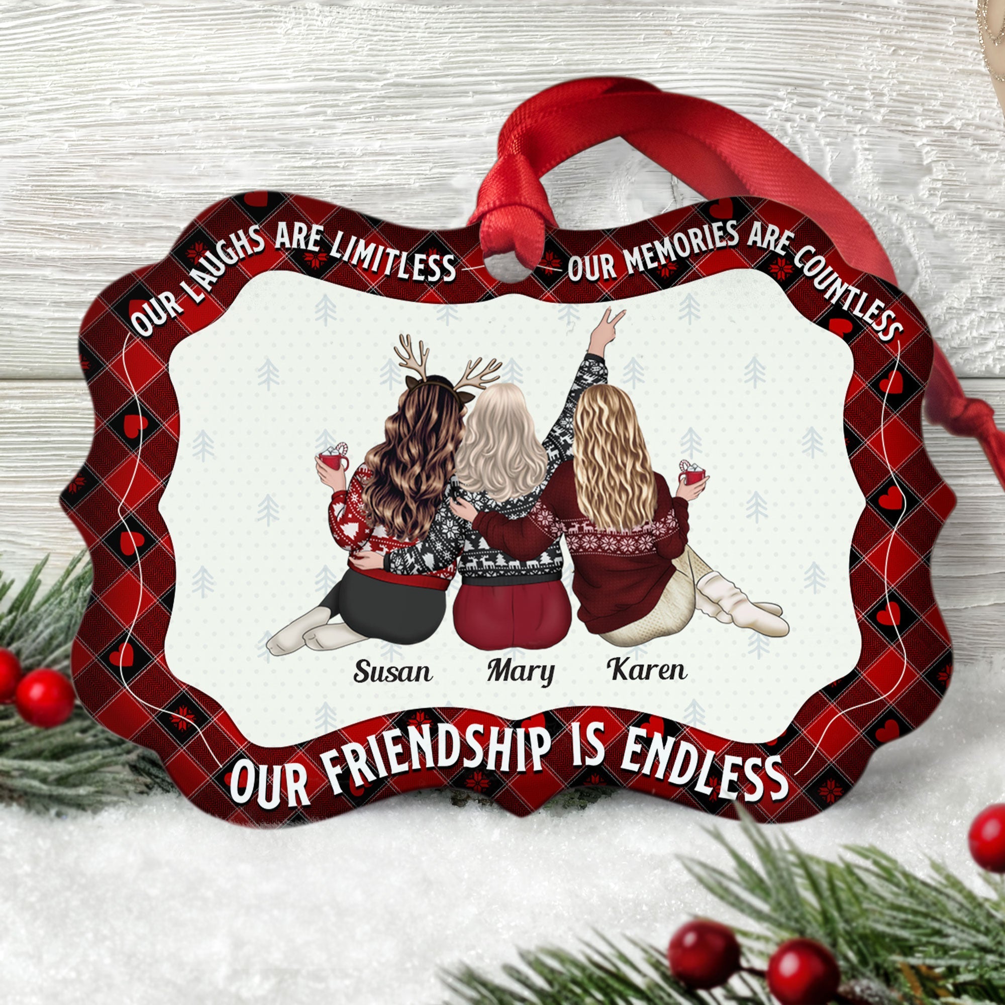 Our Friendship Is Endless - Personalized Aluminum Ornament