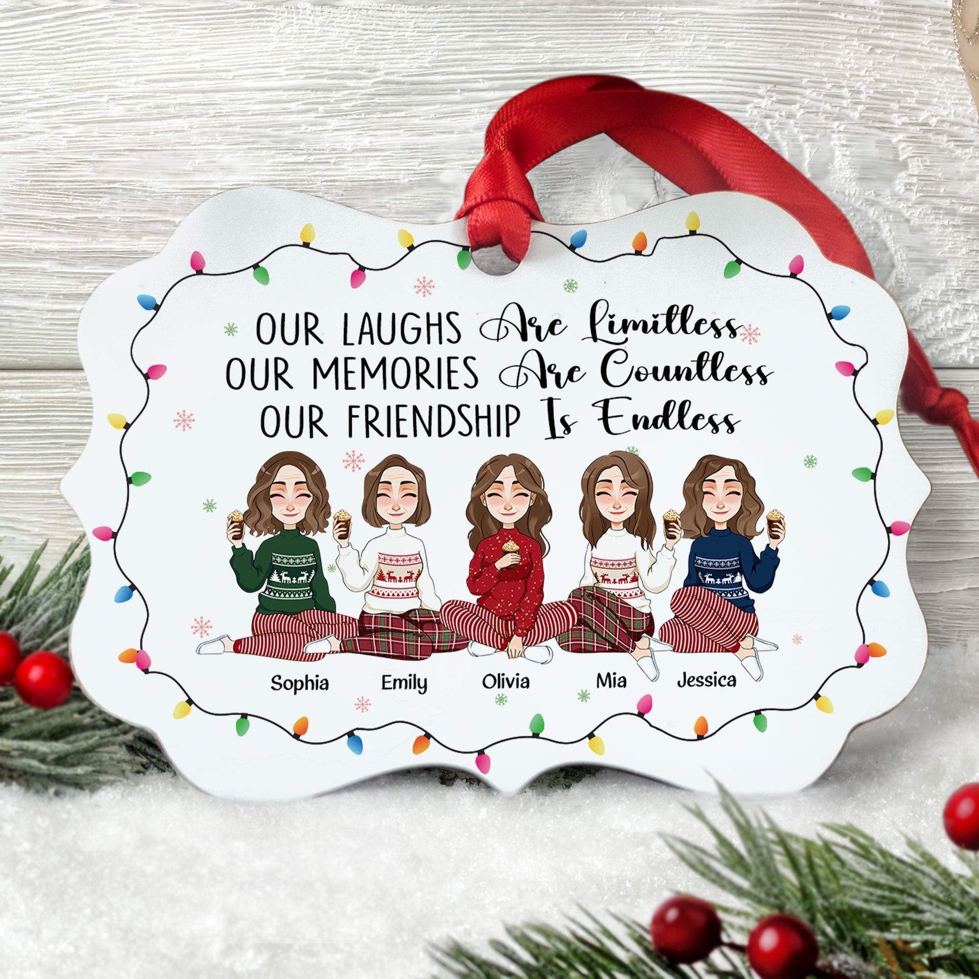 Our Friendship Is Endless - Personalized Aluminum Ornament