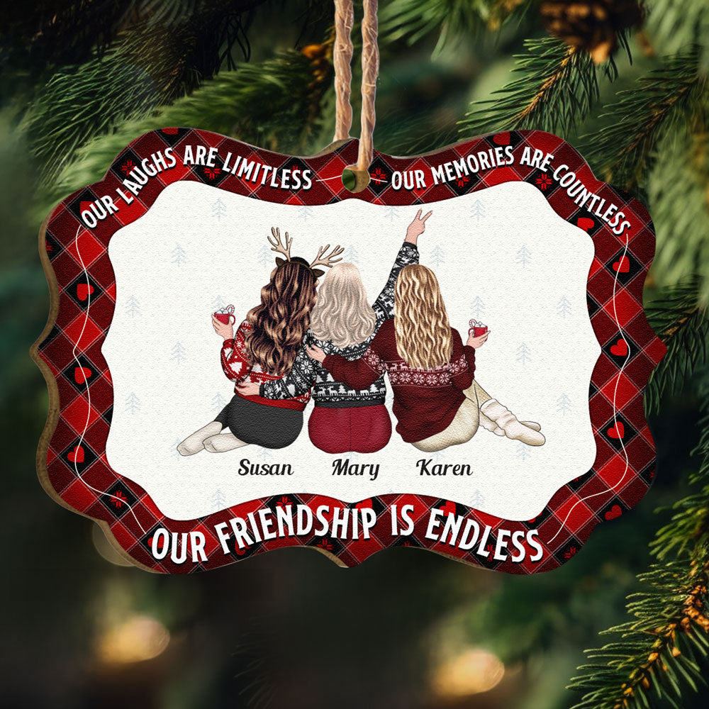 Our Friendship Is Endless - Personalized Wooden Ornament