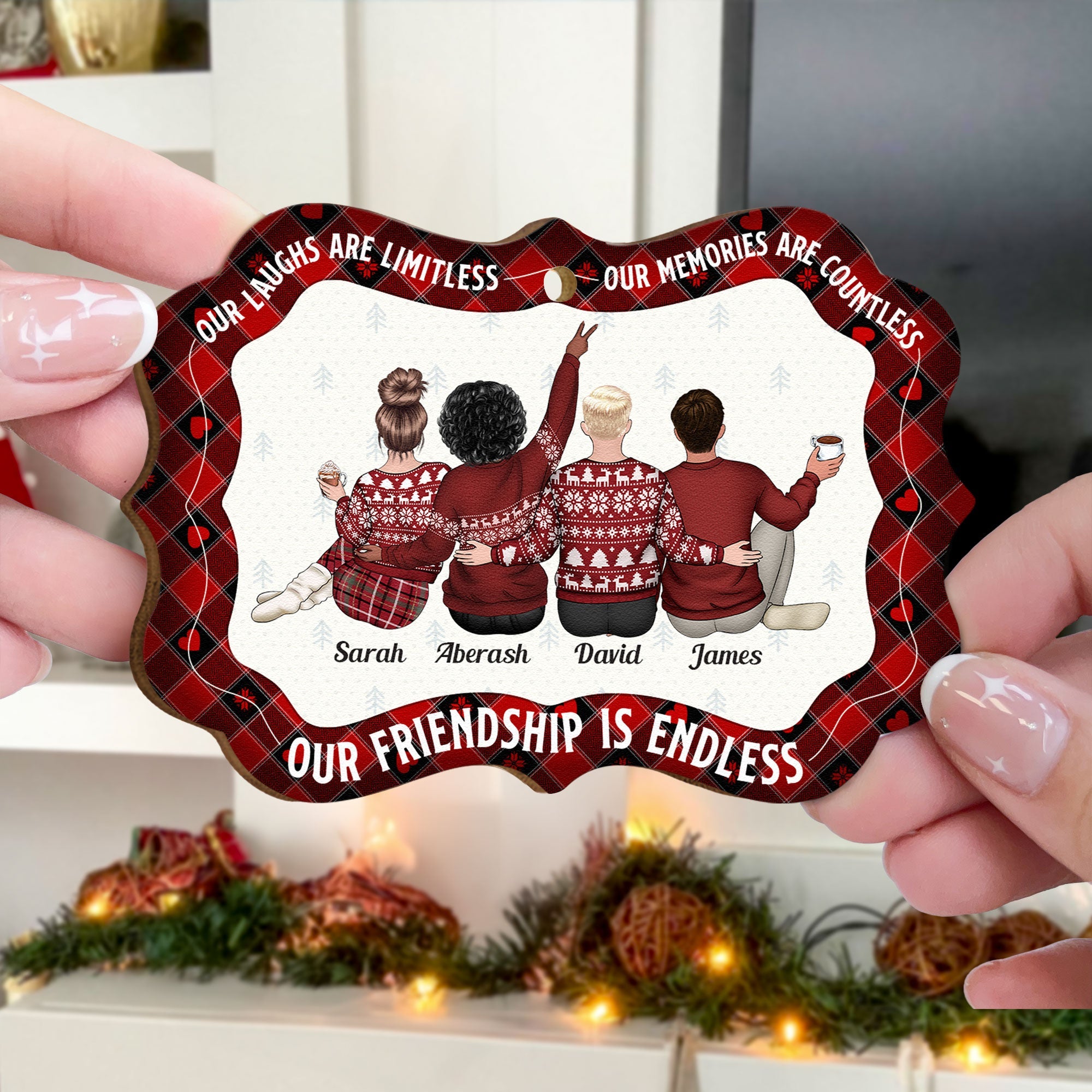 Our Friendship Is Endless - Personalized Wooden Ornament