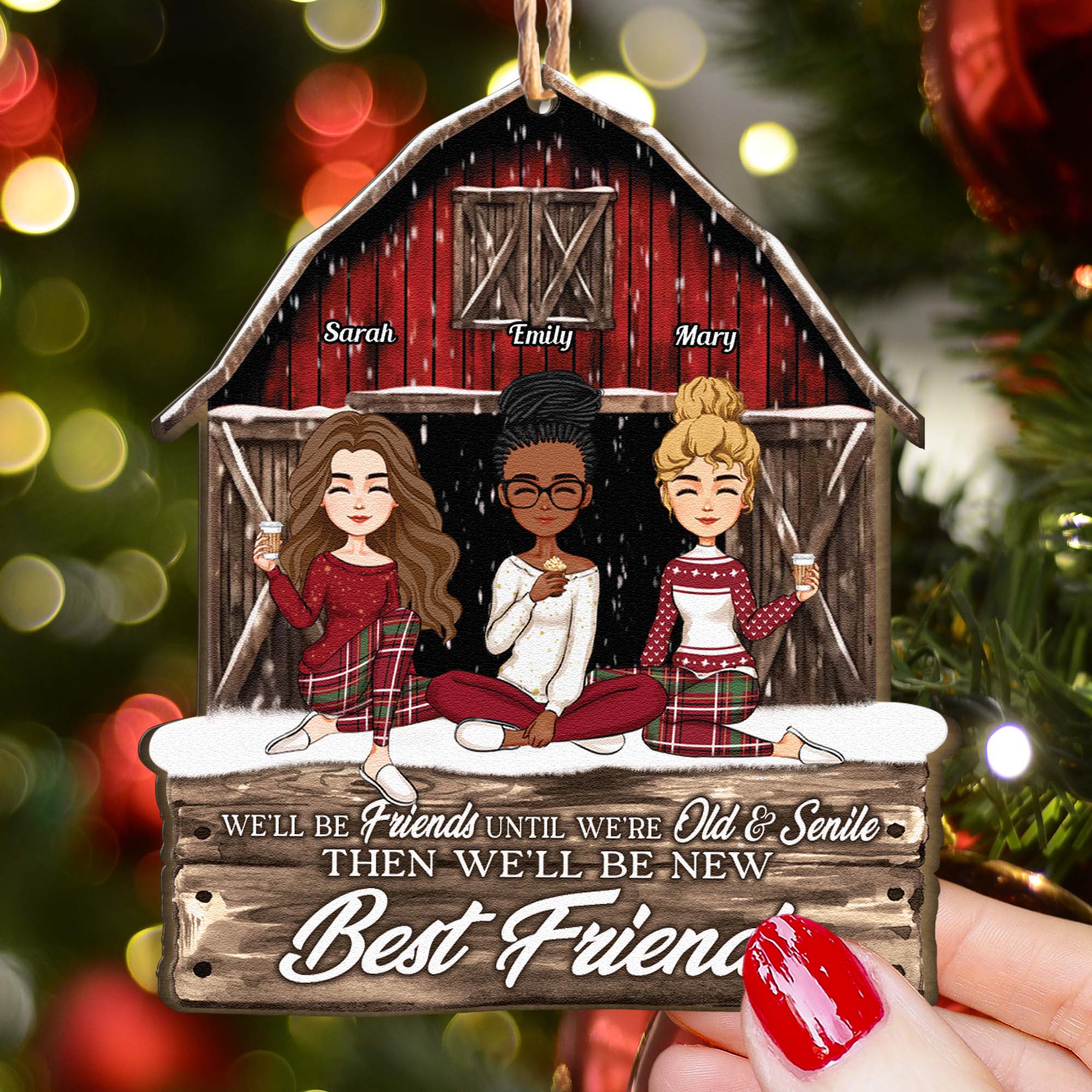 Our Laughs Are Limitless Friendship Red Barn 2 - Personalized Wooden Ornament