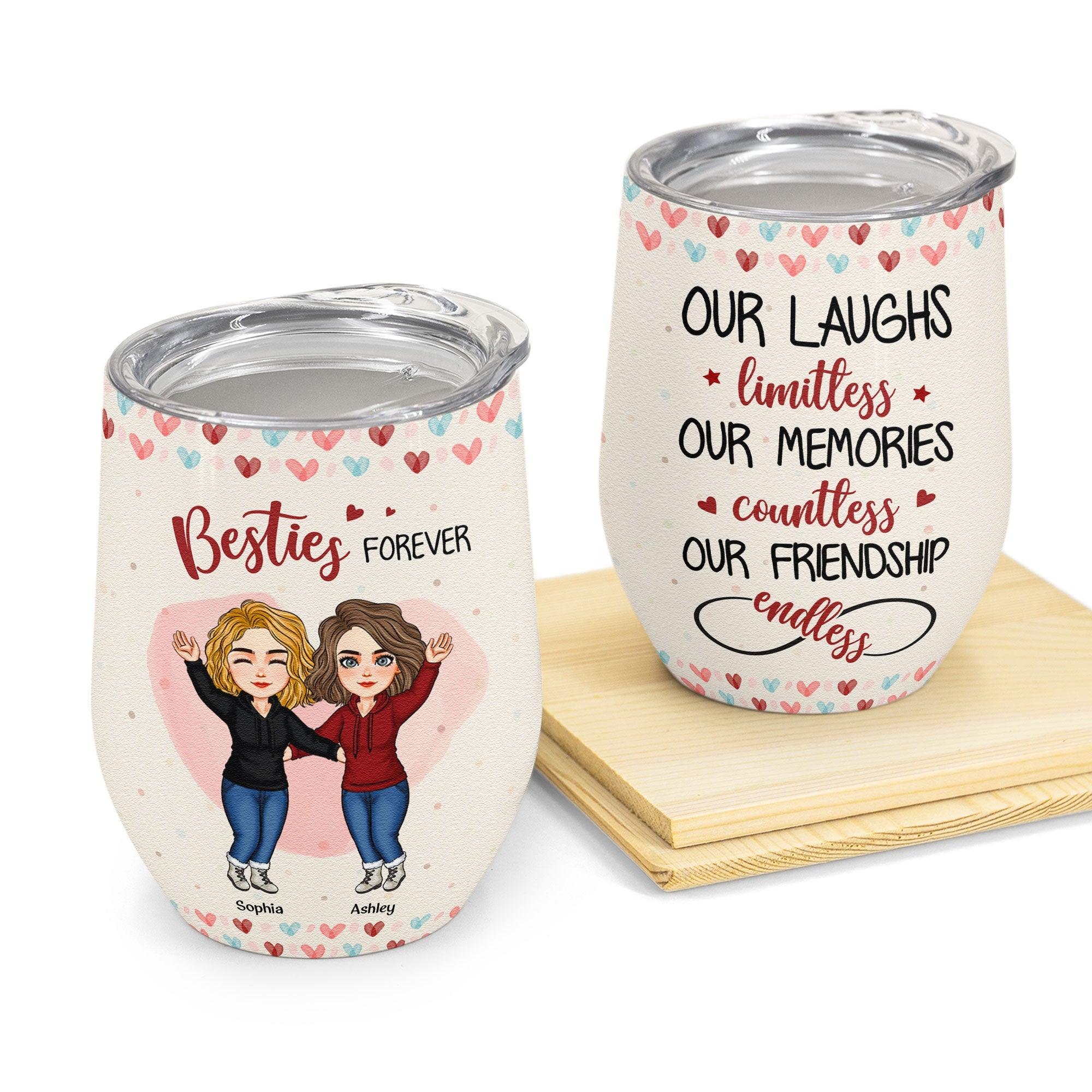 Our Laughs Limitless Our Friendship Endless - Personalized Wine Tumbler