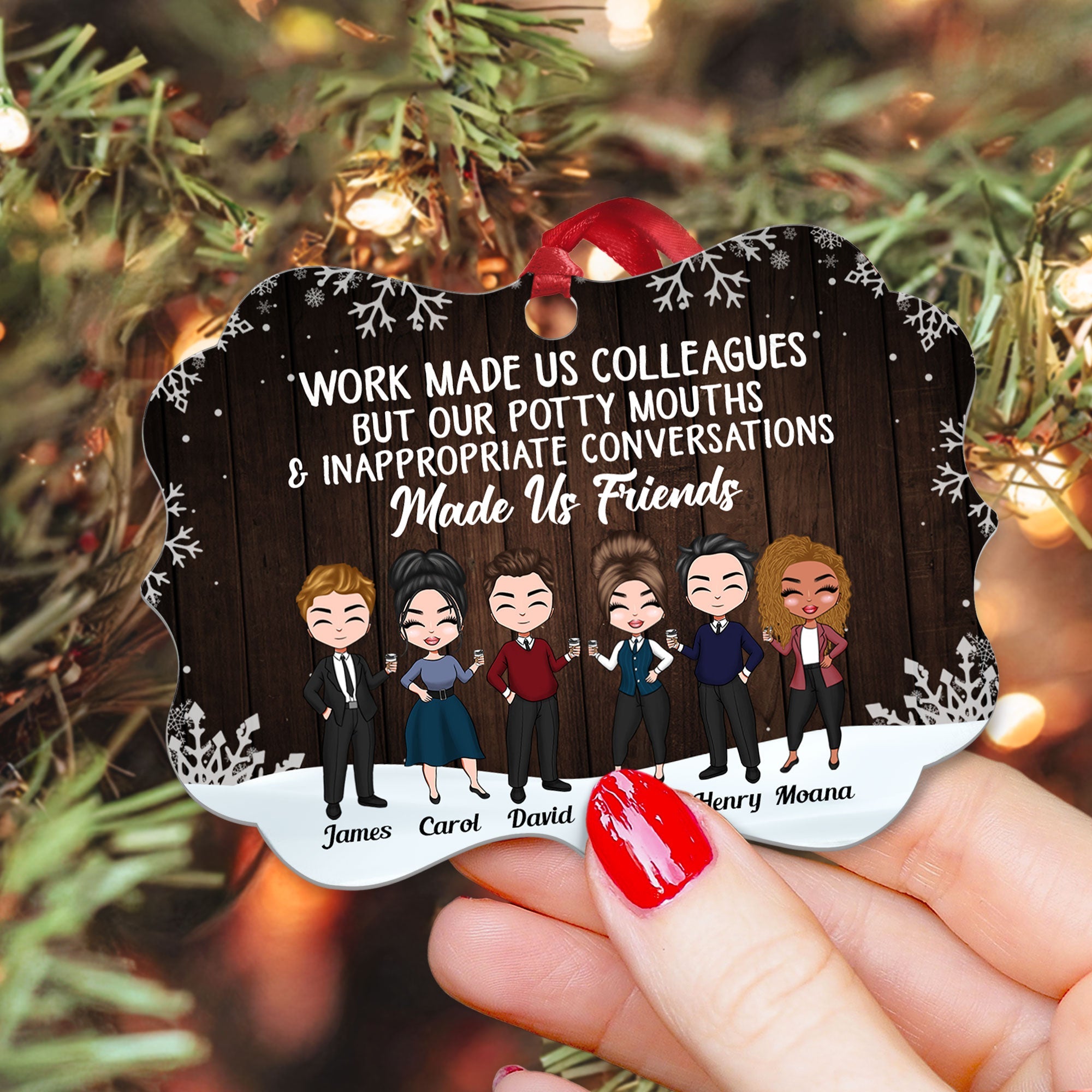 Our Potty Mouths Made Us Friends - Personalized Aluminum Ornament - Christmas Gift For Colleagues