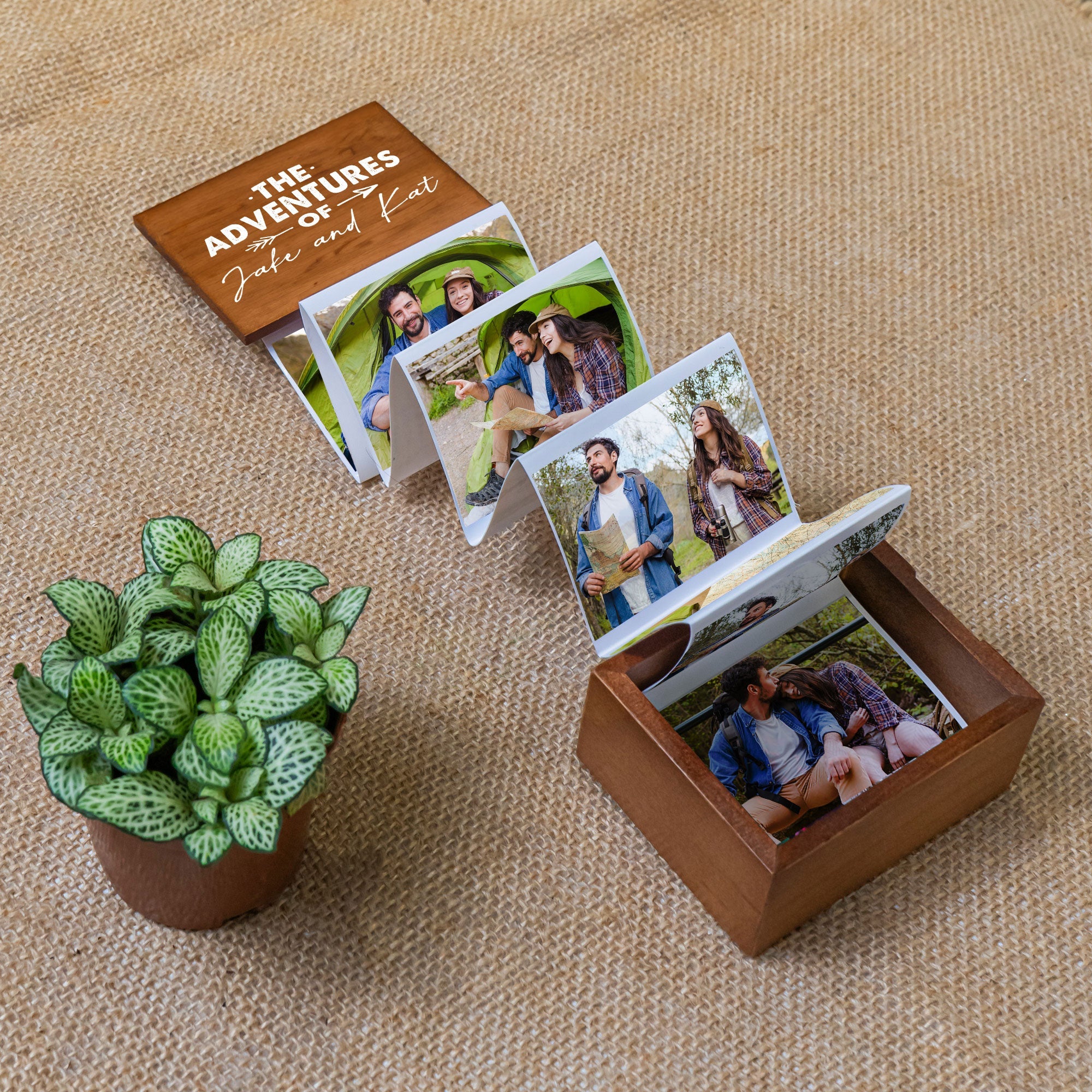 Our The Adventures Anniversary Gift For Couple - Personalized Wooden Photo Box