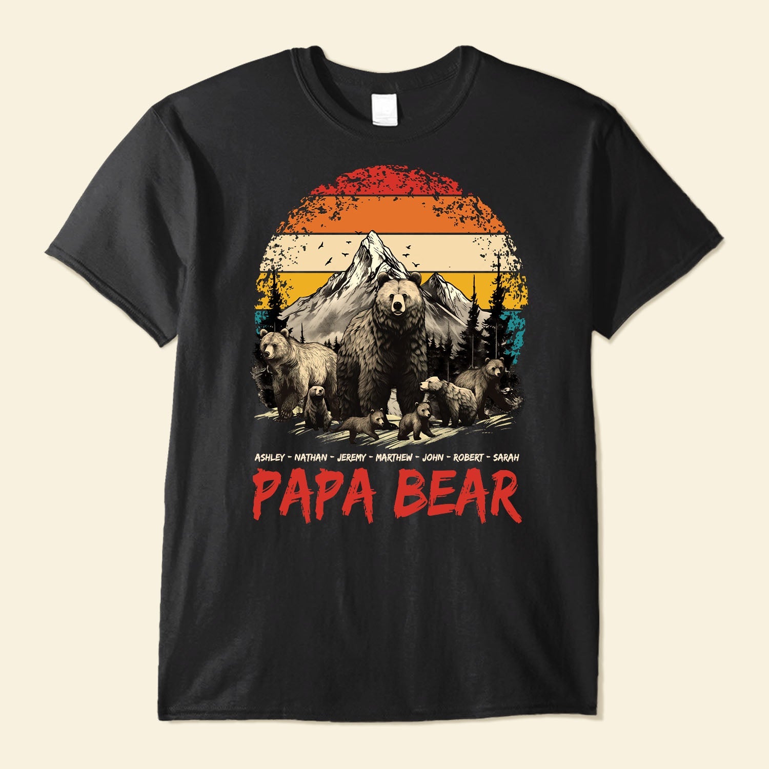 Papa Bear Grandpa Bear Daddy Bear With Cub's Names - Personalized Shirt