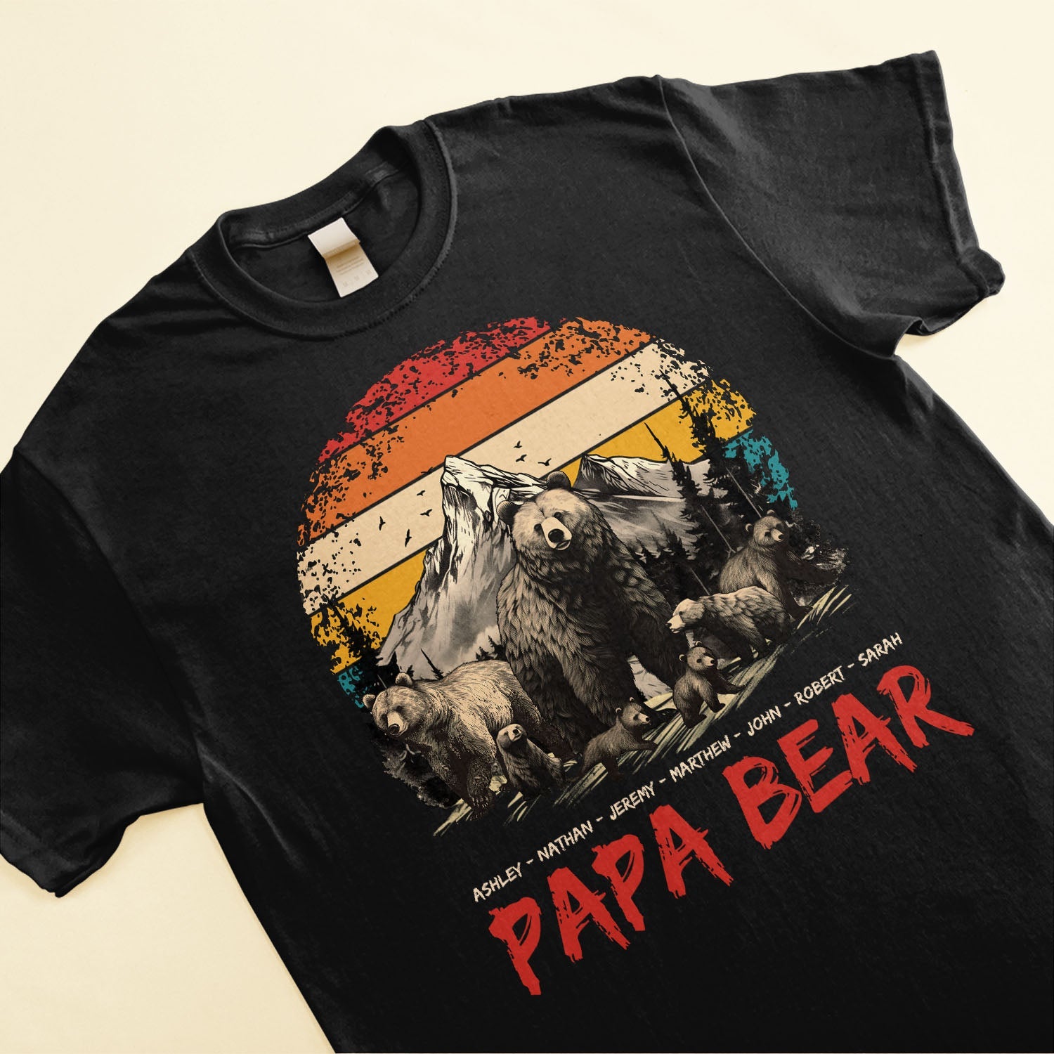 Papa Bear Grandpa Bear Daddy Bear With Cub's Names - Personalized Shirt