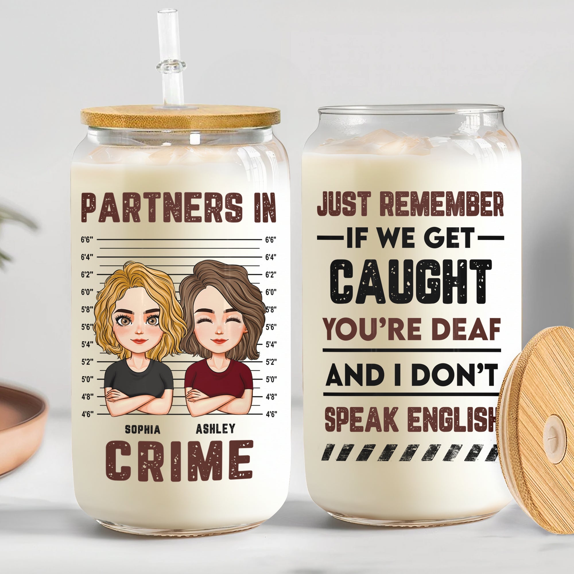 Partner In Crime - Personalized Clear Glass Cup