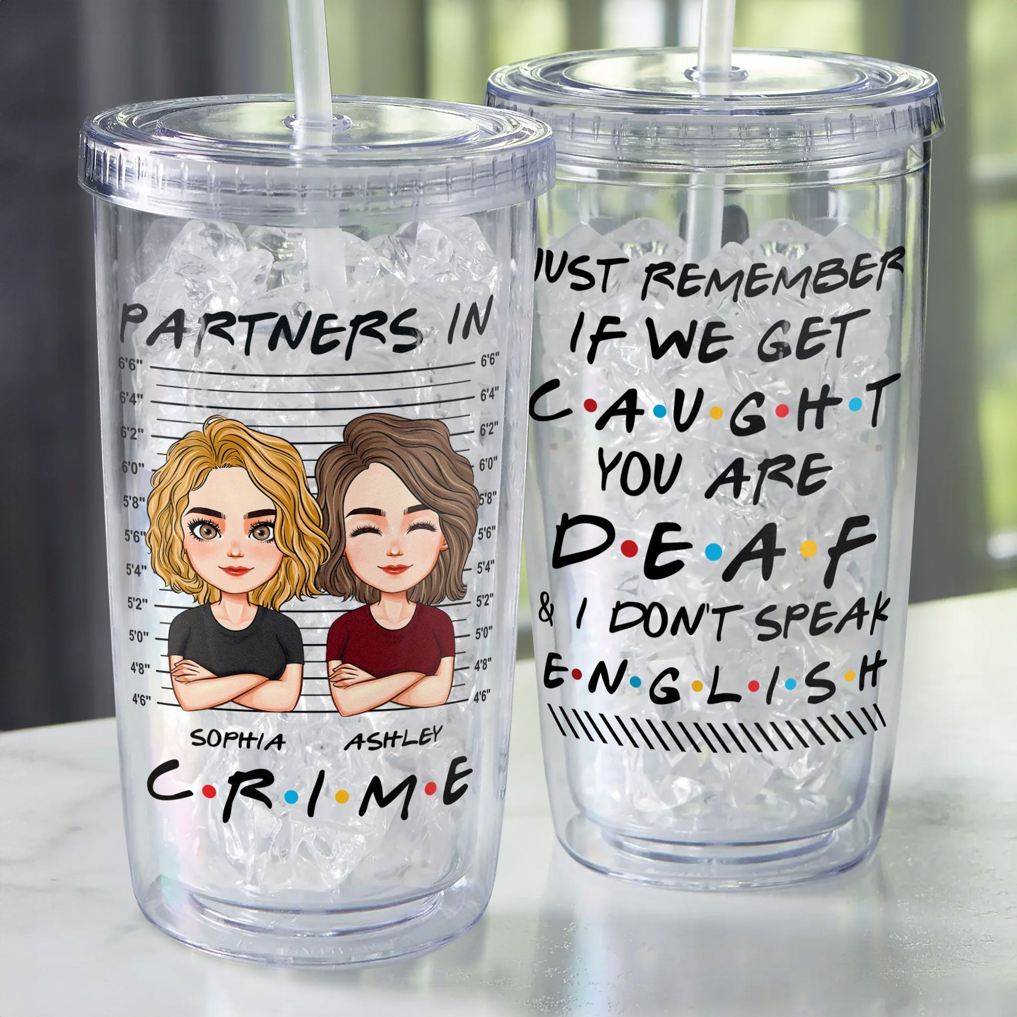 Partners In Crime - Lovely Version - Personalized Acrylic Tumbler With Straw