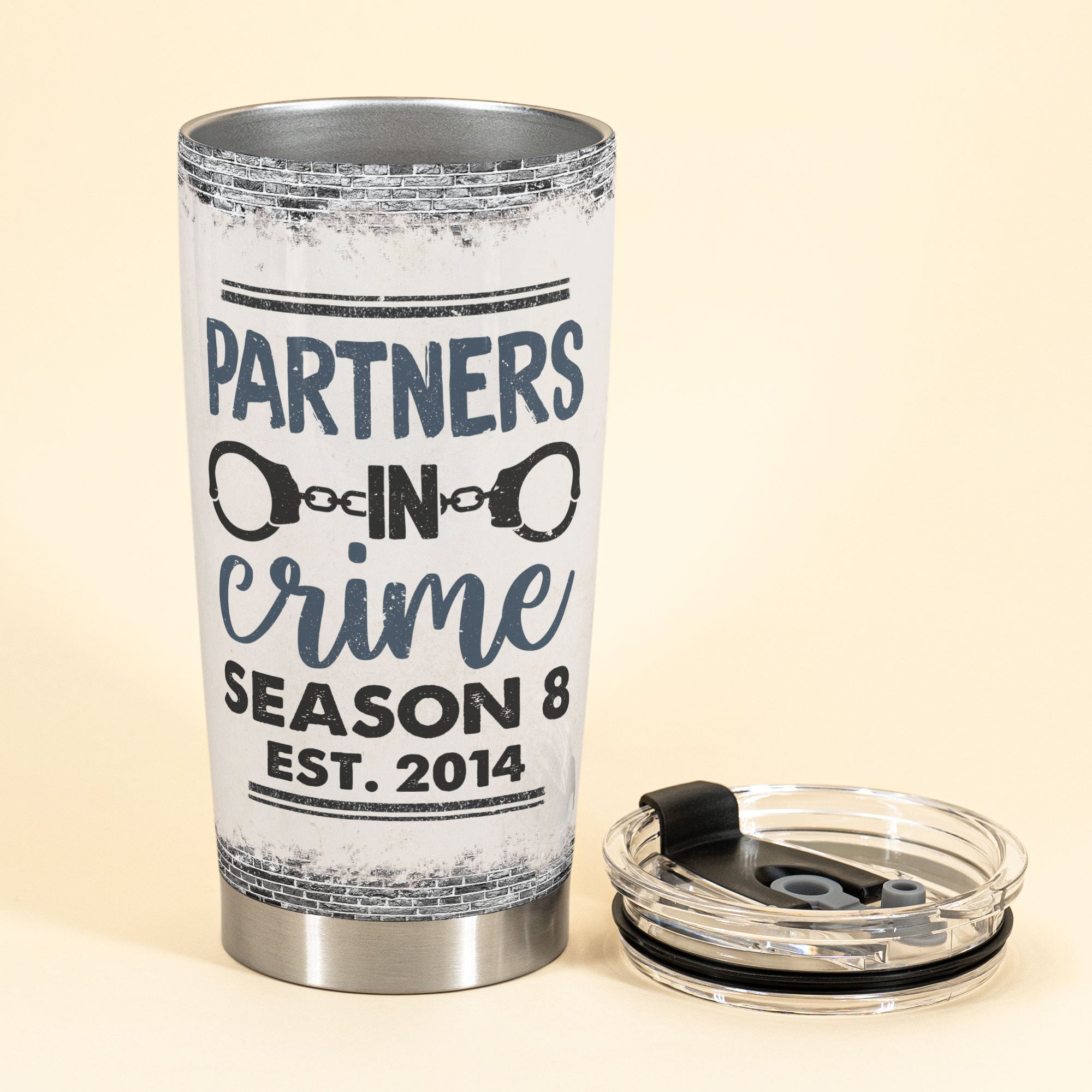 Partners In Crime Season 8 - Personalized Tumbler Cup -  Funny Birthday Friendship Gifts For Besties, BFF, Best Friends, Soul Sisters