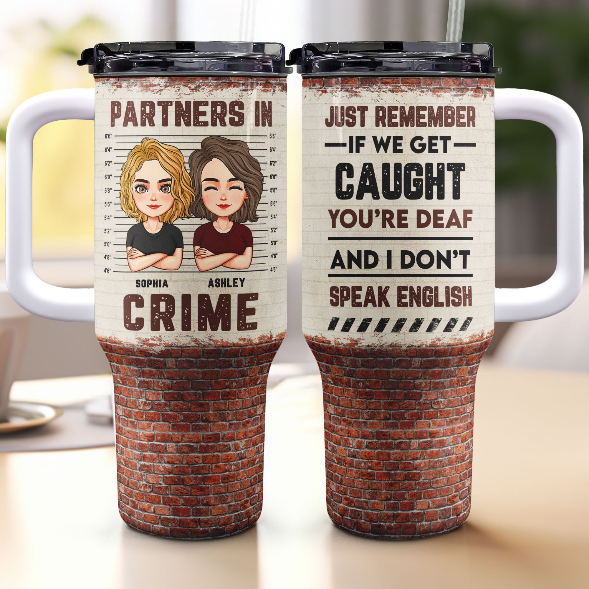 Partners In Crime - Version 3 - Personalized 40oz Tumbler With Straw