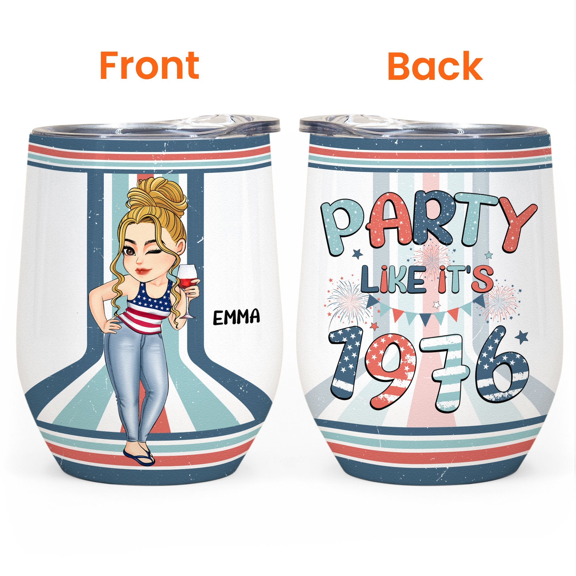 Party Like It's 1976 - Personalized Wine Tumbler