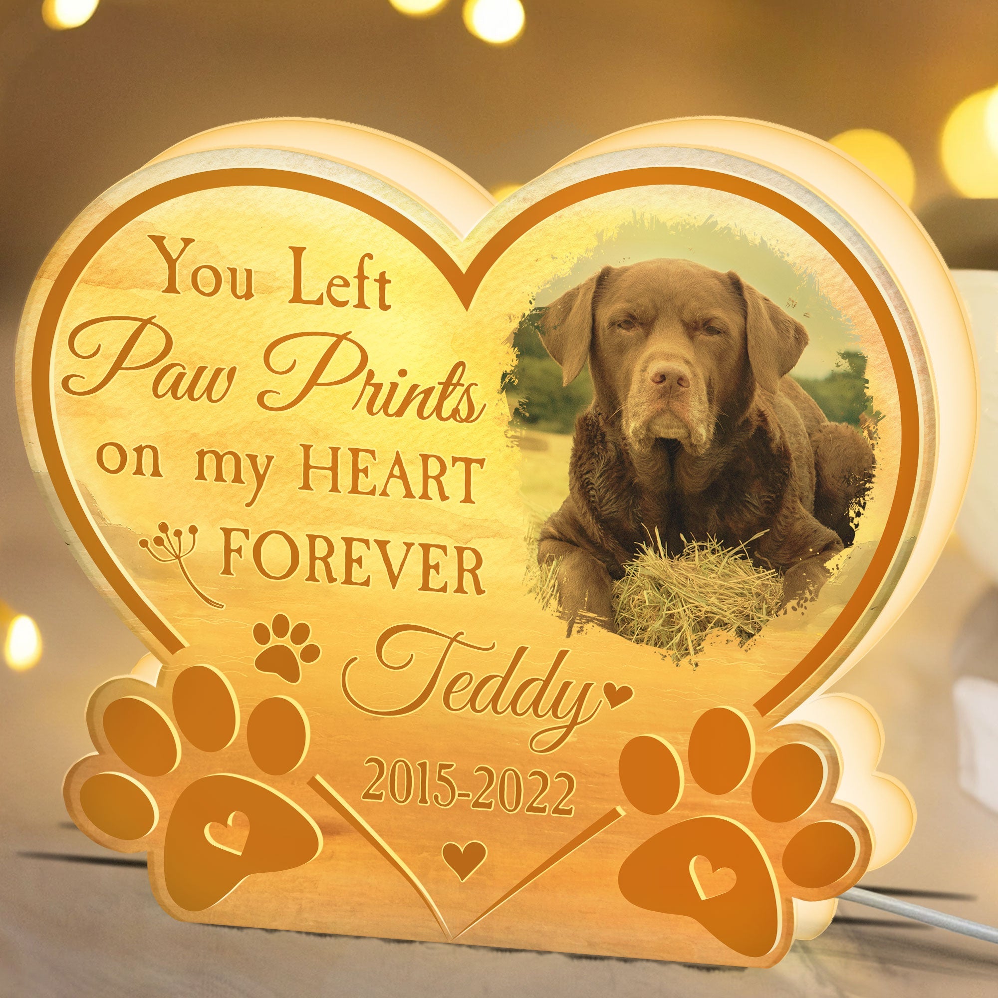 Paw Prints On My Heart - Personalized Photo Light Box