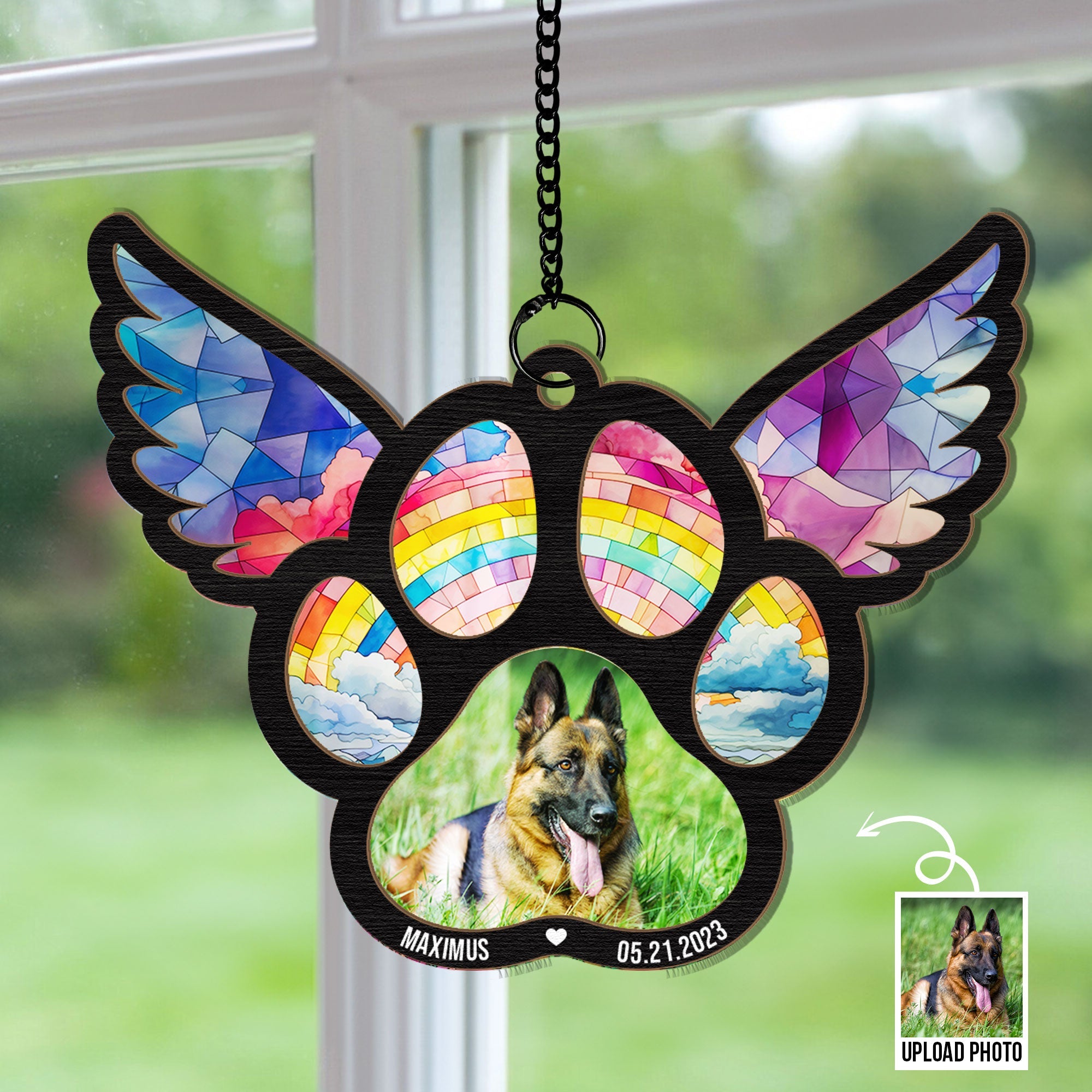 Pawprints On Hearts - Personalized Window Hanging Suncatcher Photo Ornament