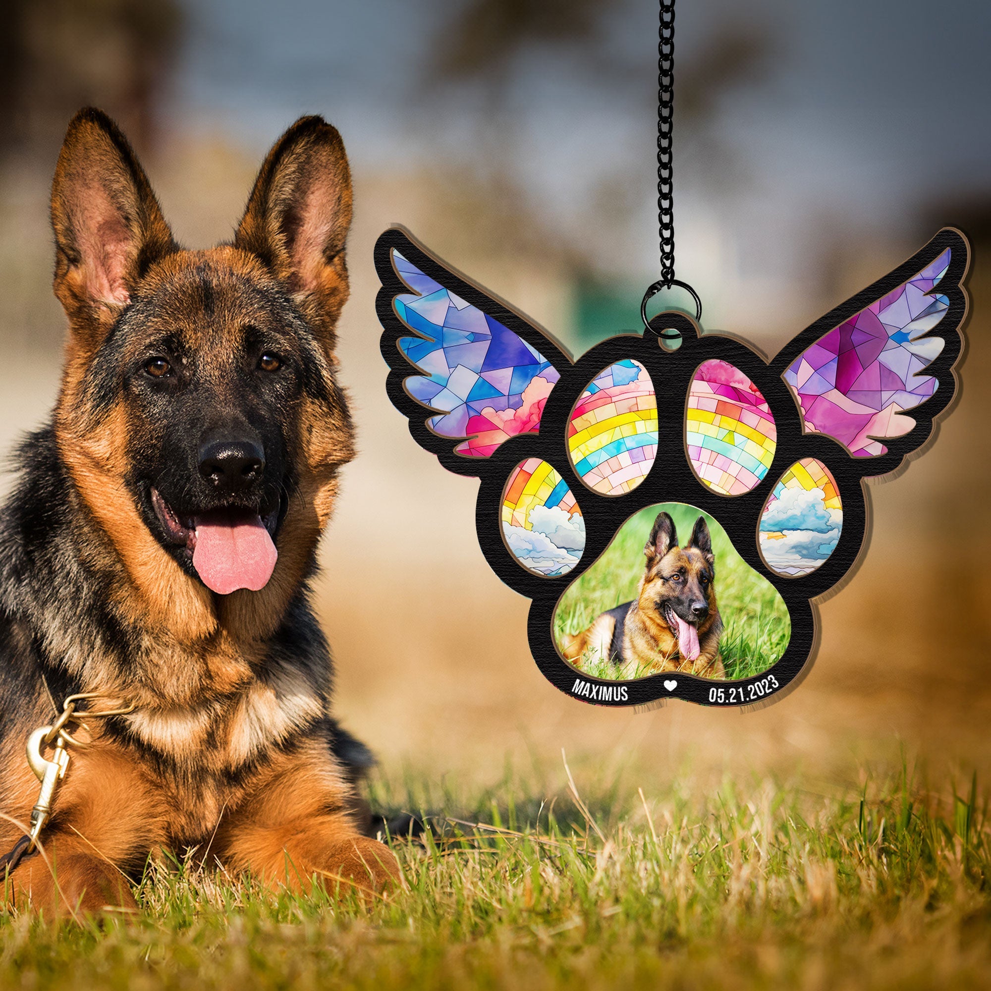 Pawprints On Hearts - Personalized Window Hanging Suncatcher Photo Ornament