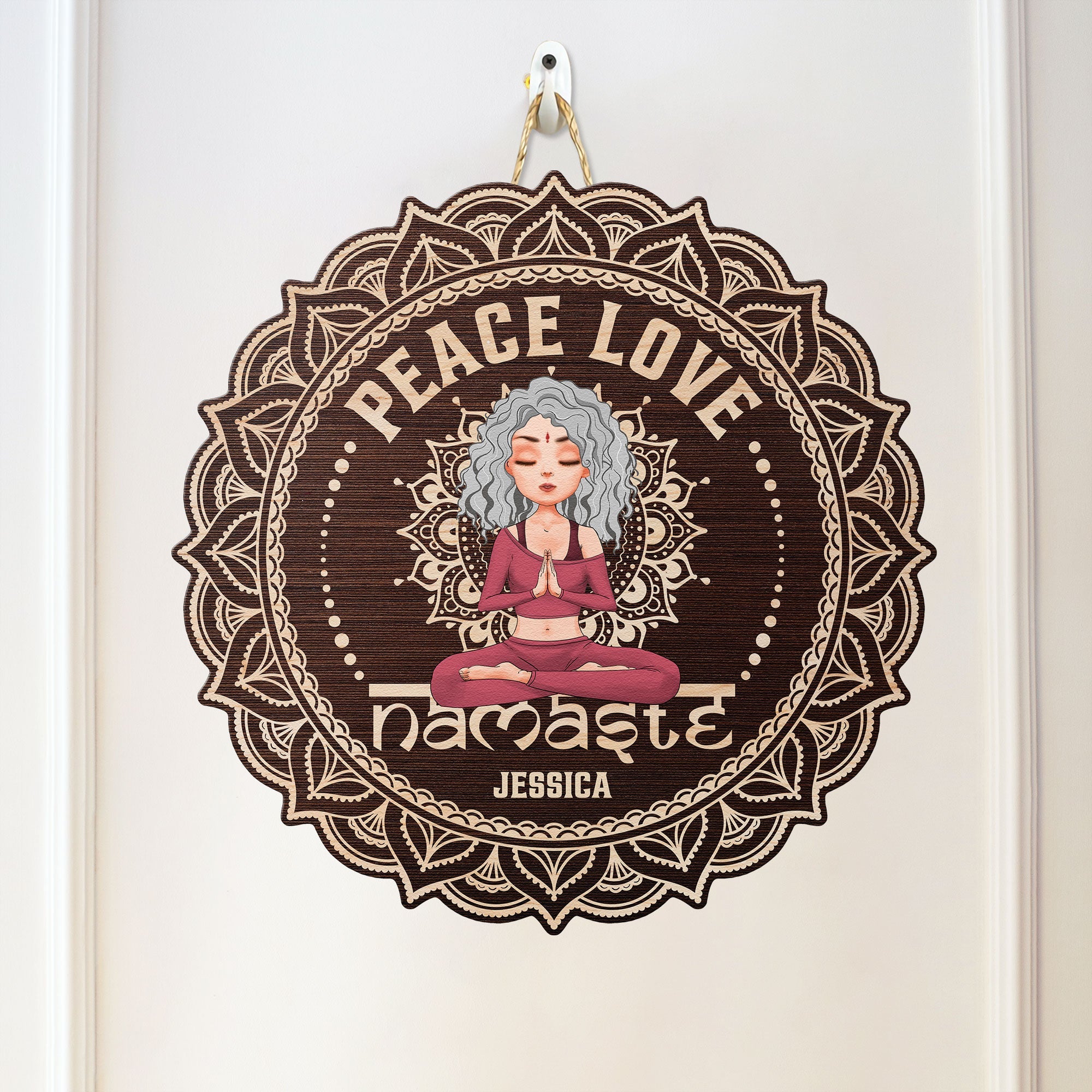 Peace Love Namaste - Personalized Custom Shaped Wood Sign