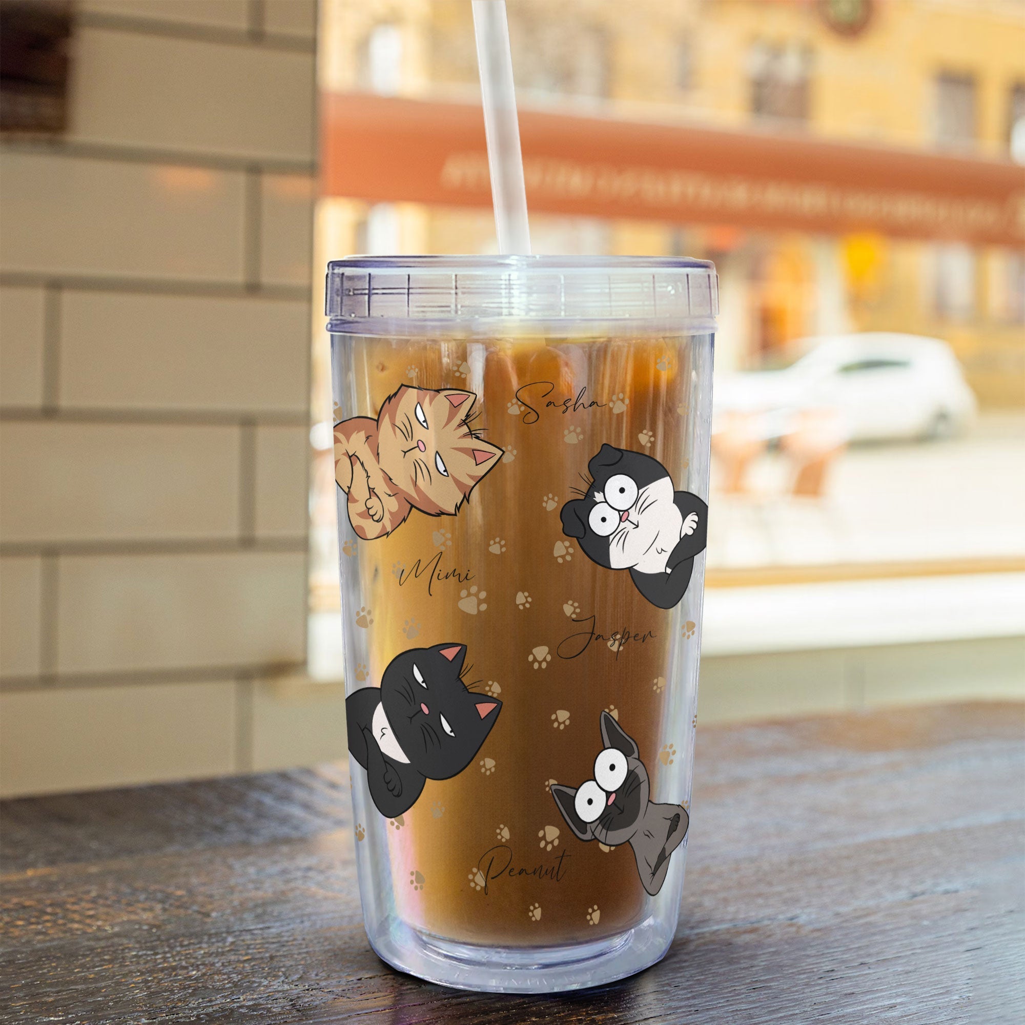 Peek A Boo Cat Version - Personalized Acrylic Tumbler With Straw