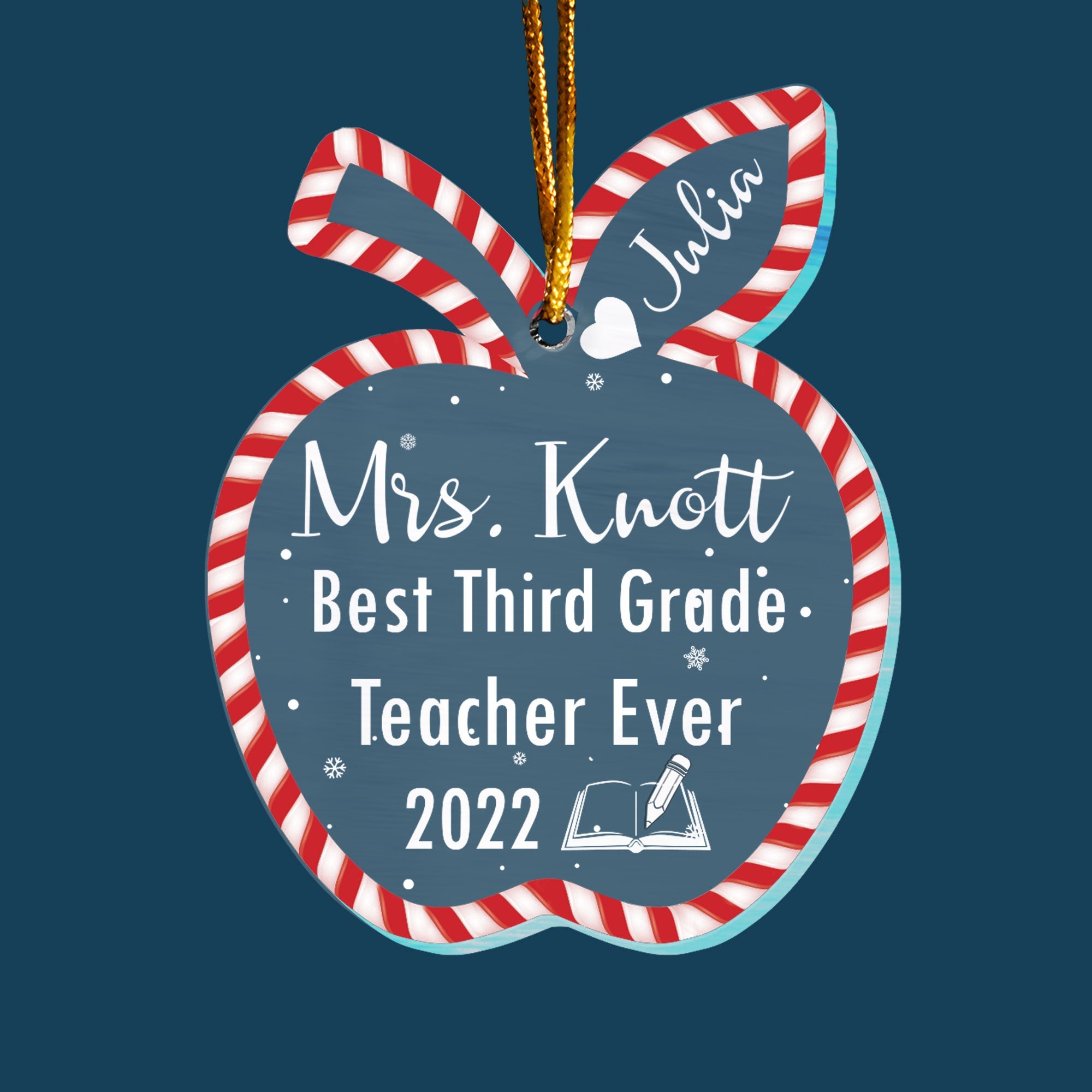 Personalized Teacher Ornament - Personalized Custom Apple-Shaped Acrylic Ornament - Christmas Gift For Teachers - From Kids, Students