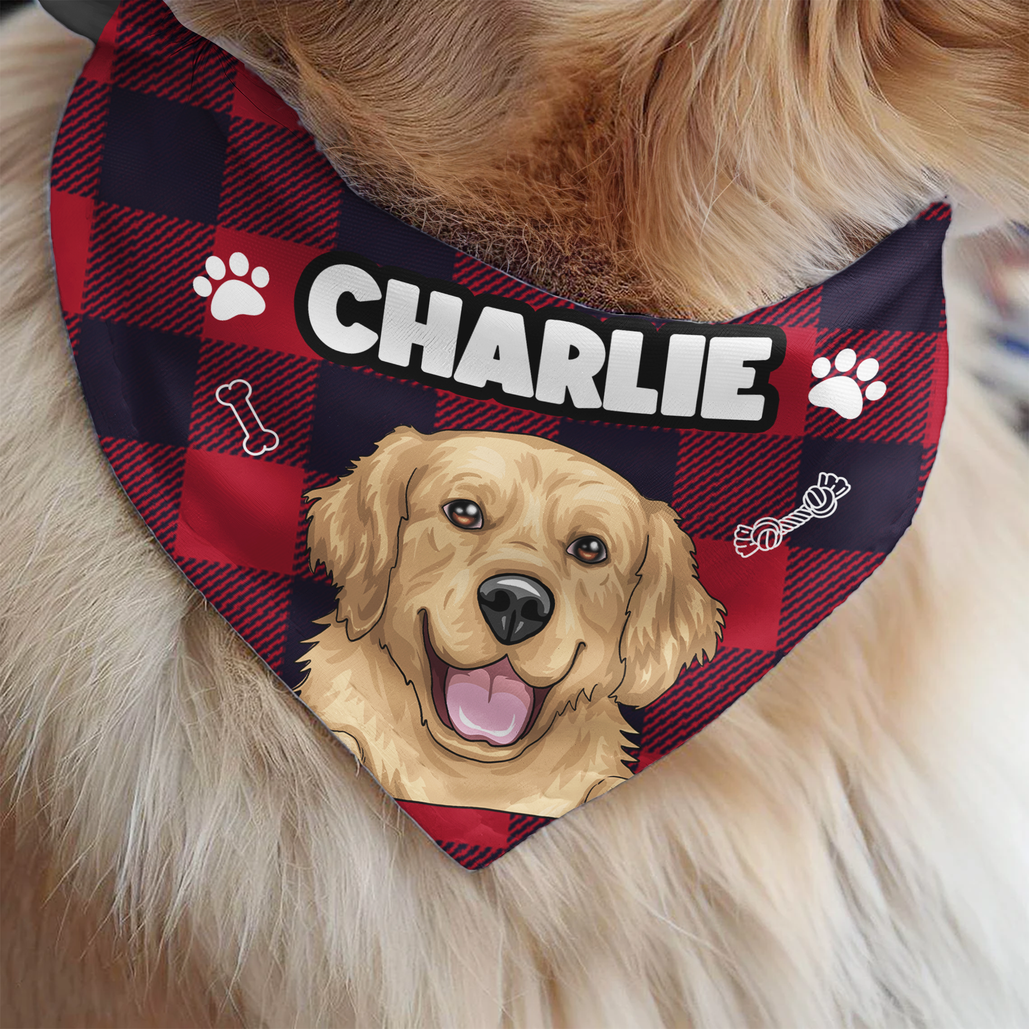 Dog Custom Face And Custom Name - Personalized Photo Bandana Collar