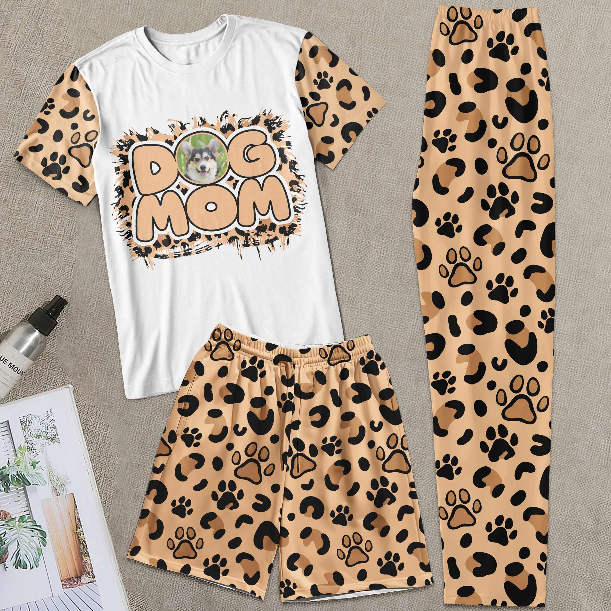 Pet Mom Paw Print Leopard - Personalized Photo Pajamas