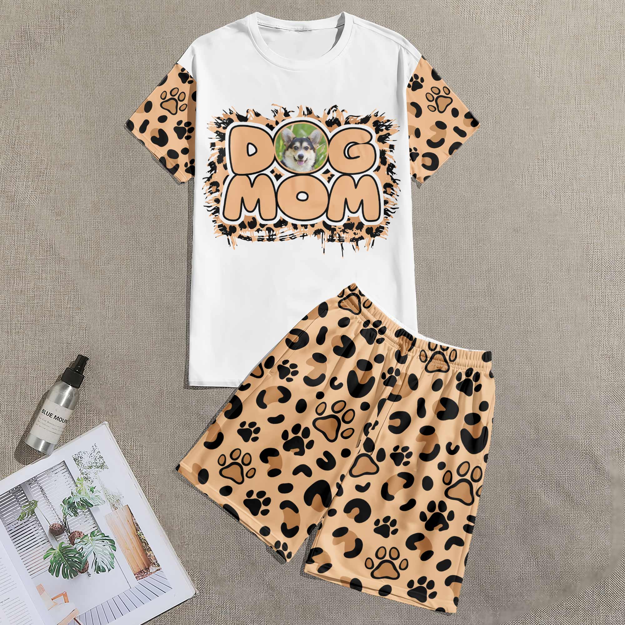 Pet Mom Paw Print Leopard - Personalized Photo Pajamas