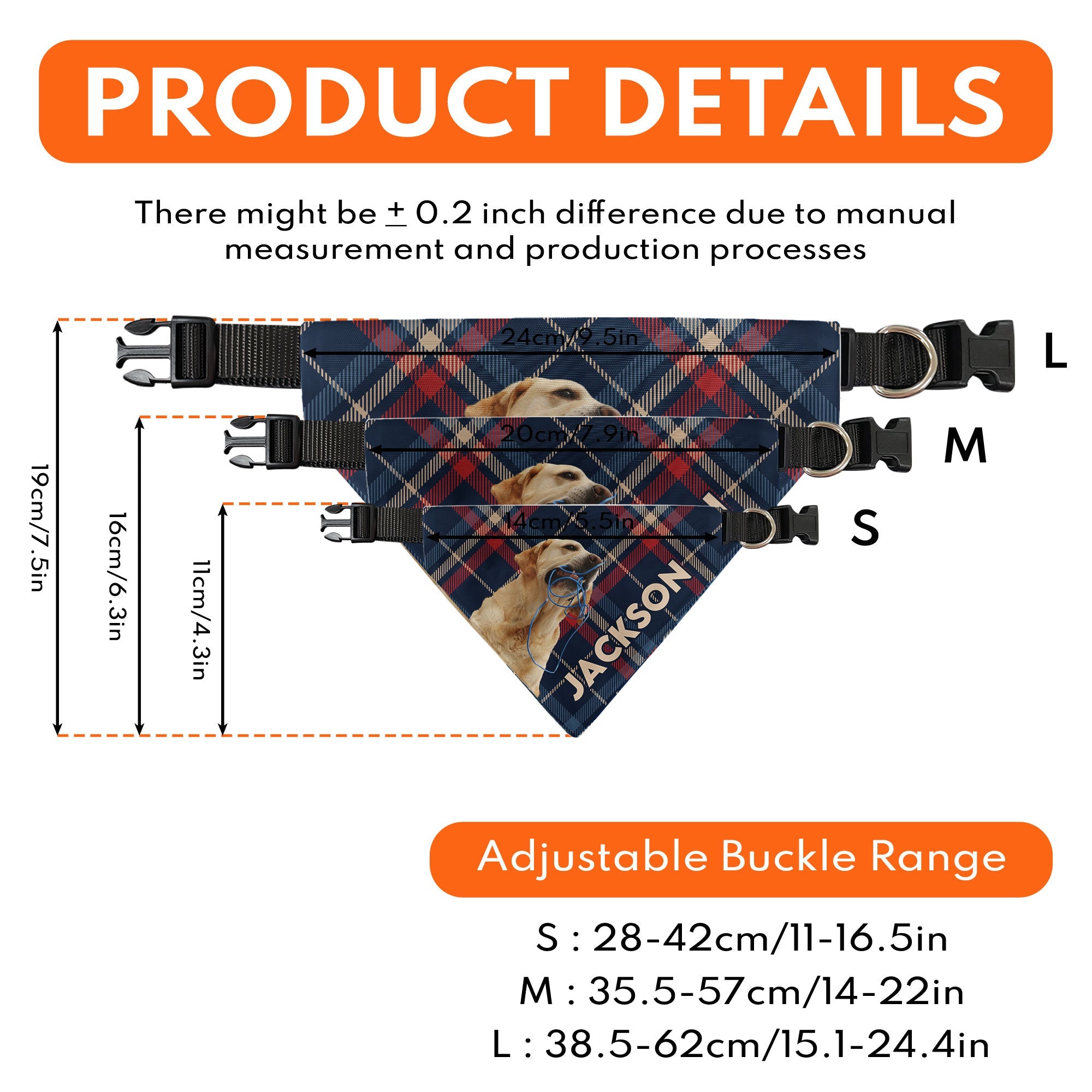 Pet Plaid Custom Photo - Personalized Photo Dog Bandana Collar