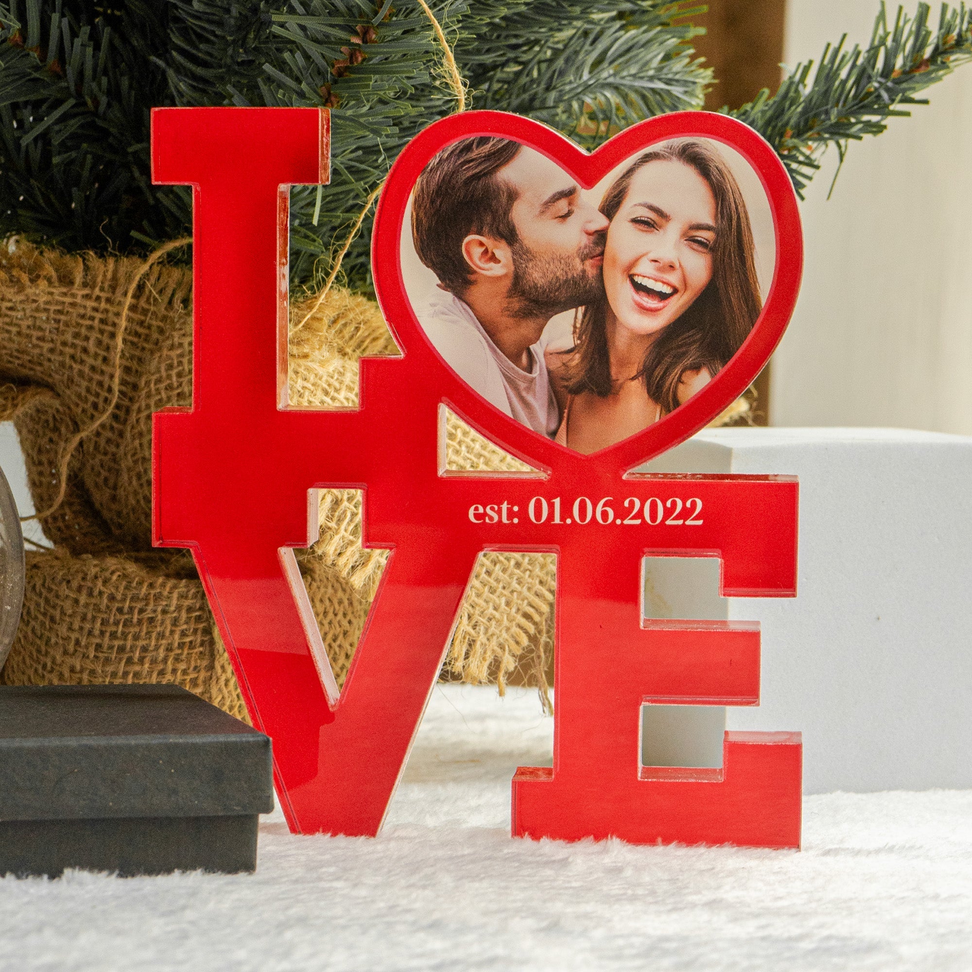 Photo Couple Love Heart - Personalized Acrylic Photo Plaque