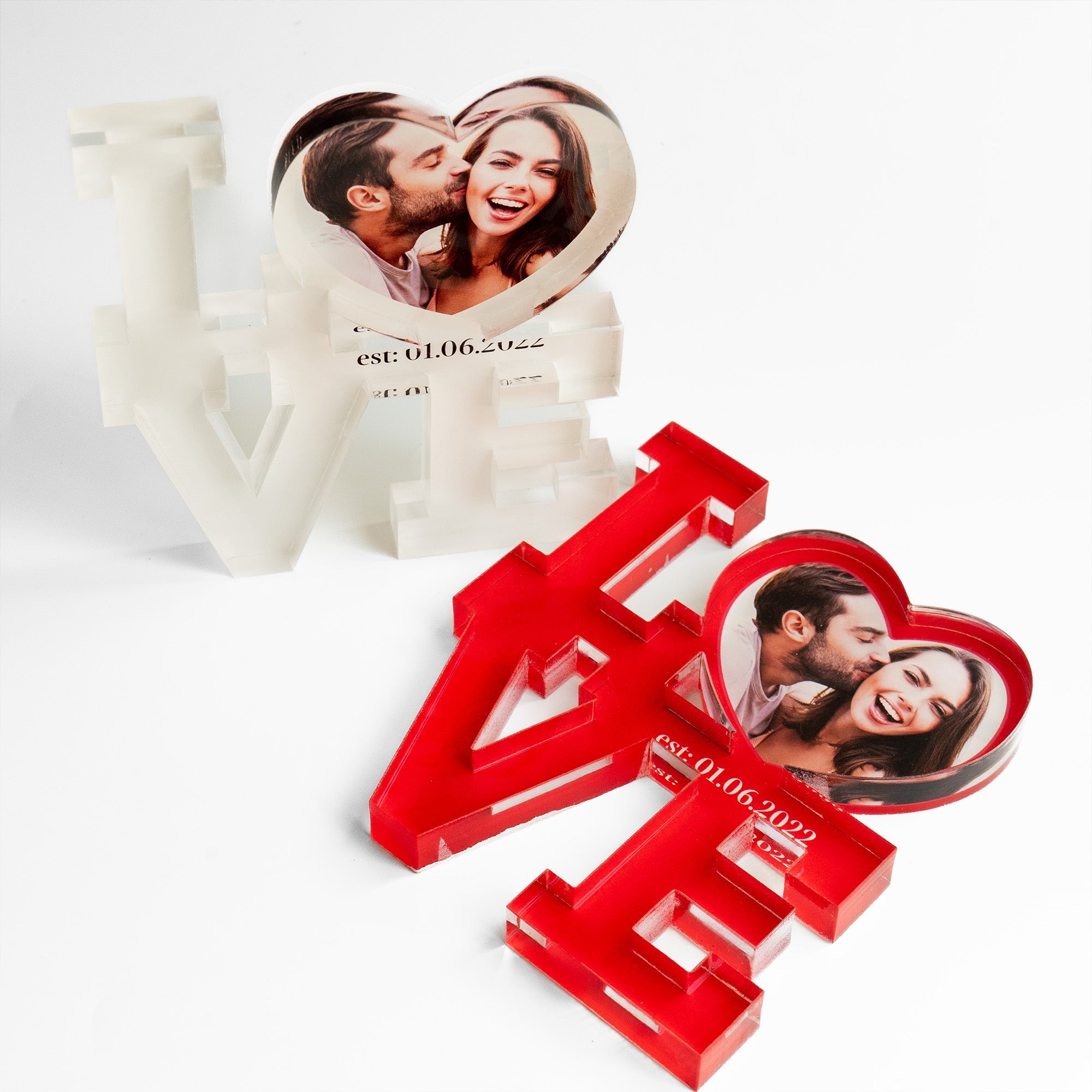 Photo Couple Love Heart - Personalized Acrylic Photo Plaque