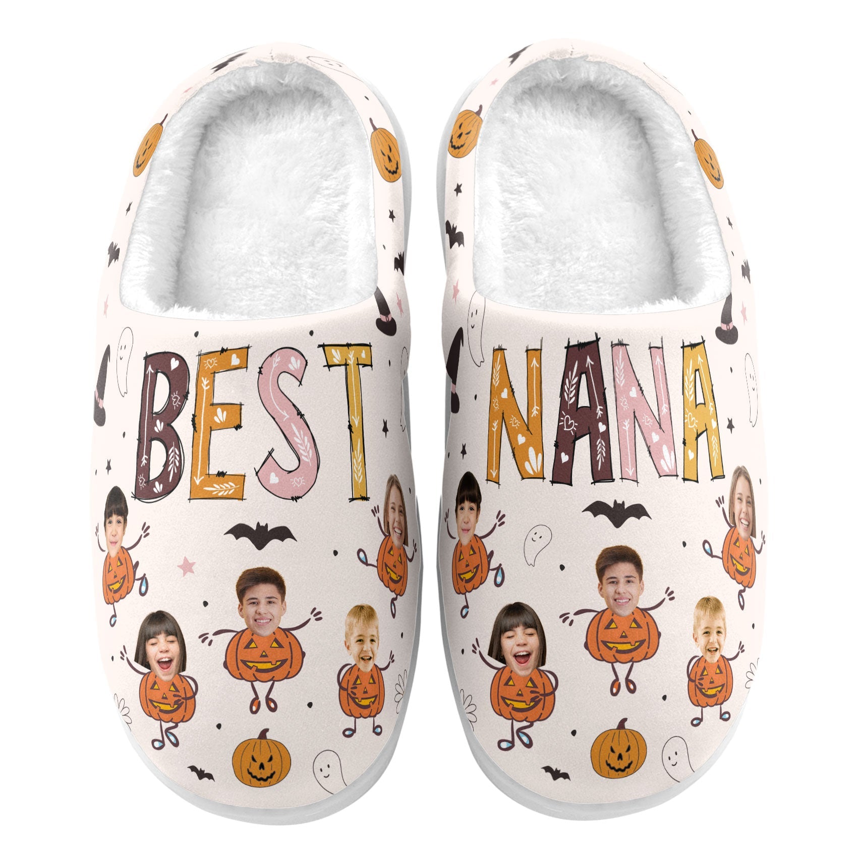 Best Nana Halloween - Personalized Photo Slippers