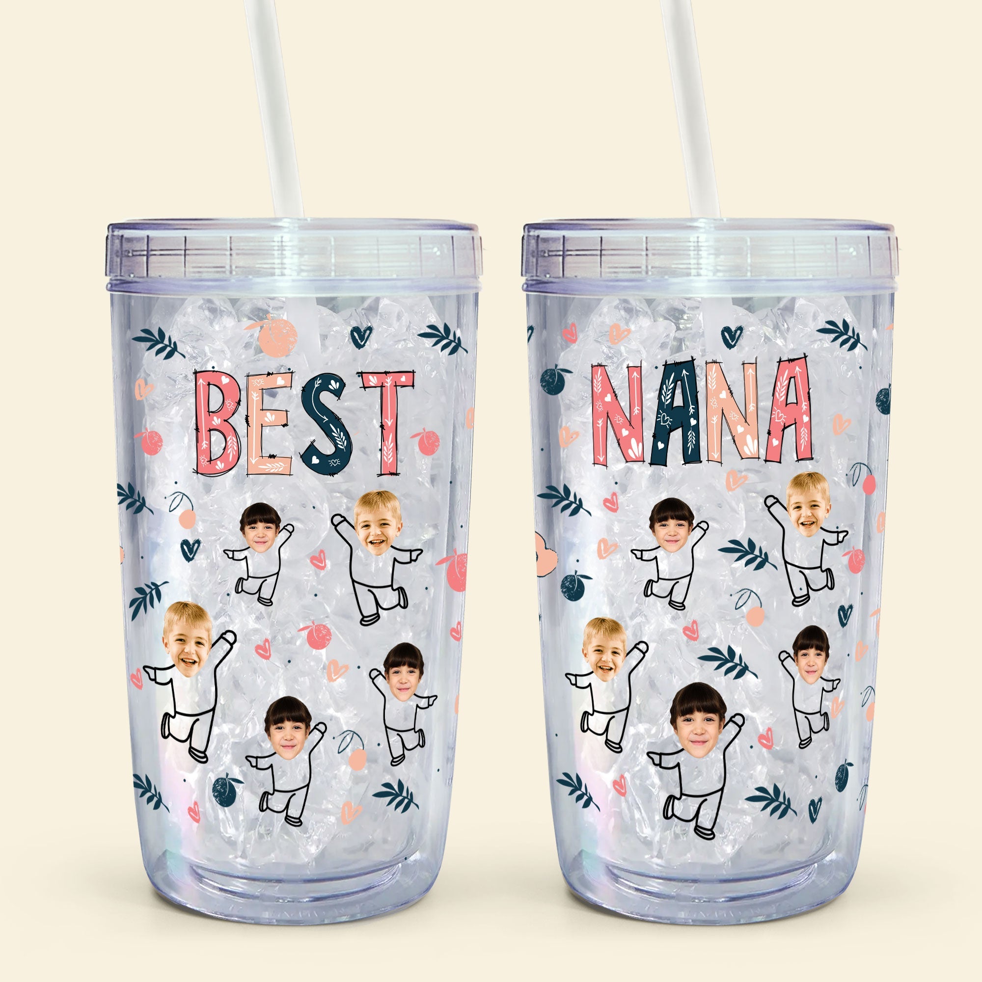 Best Nana - Personalized Photo Acrylic Tumbler With Straw