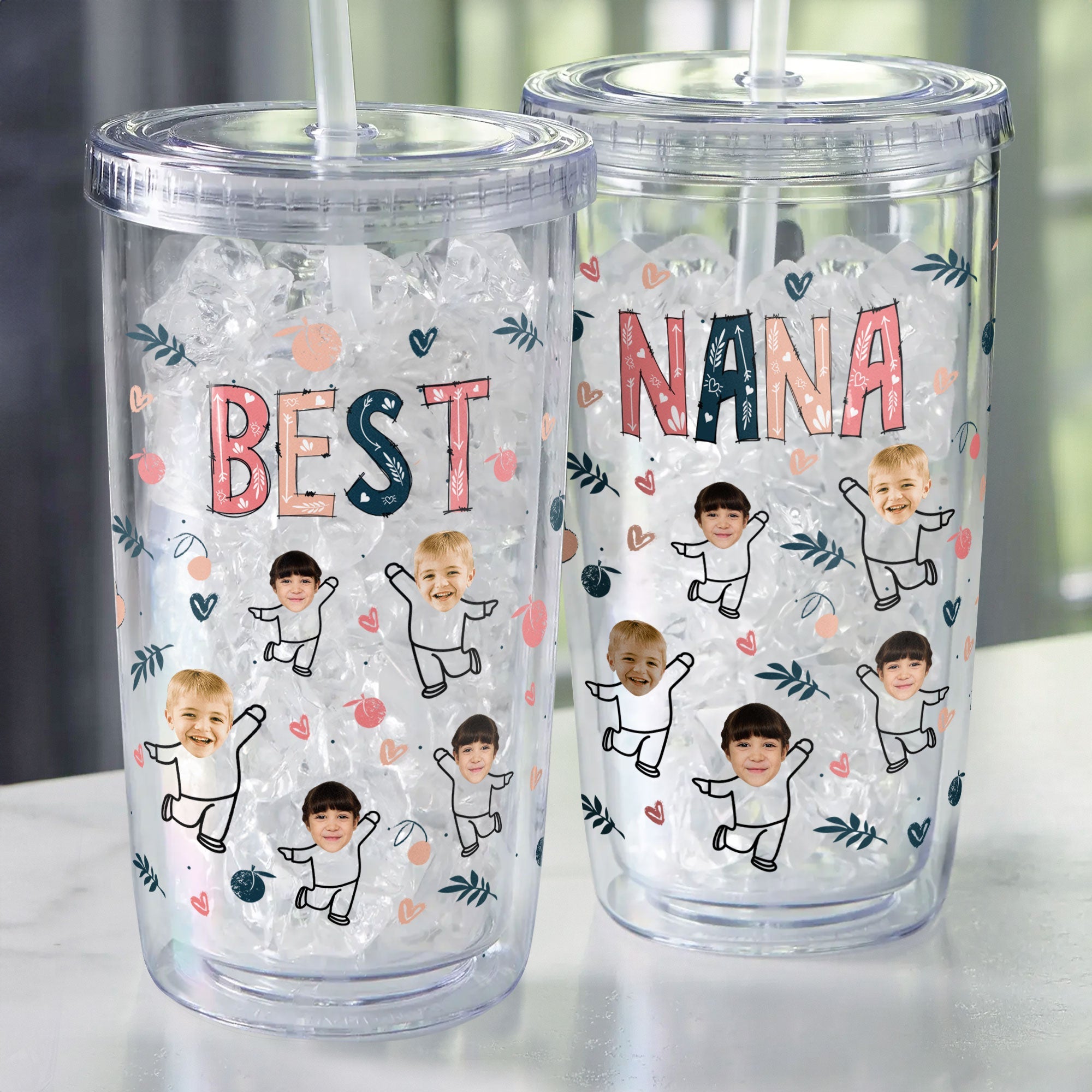 Best Nana - Personalized Photo Acrylic Tumbler With Straw