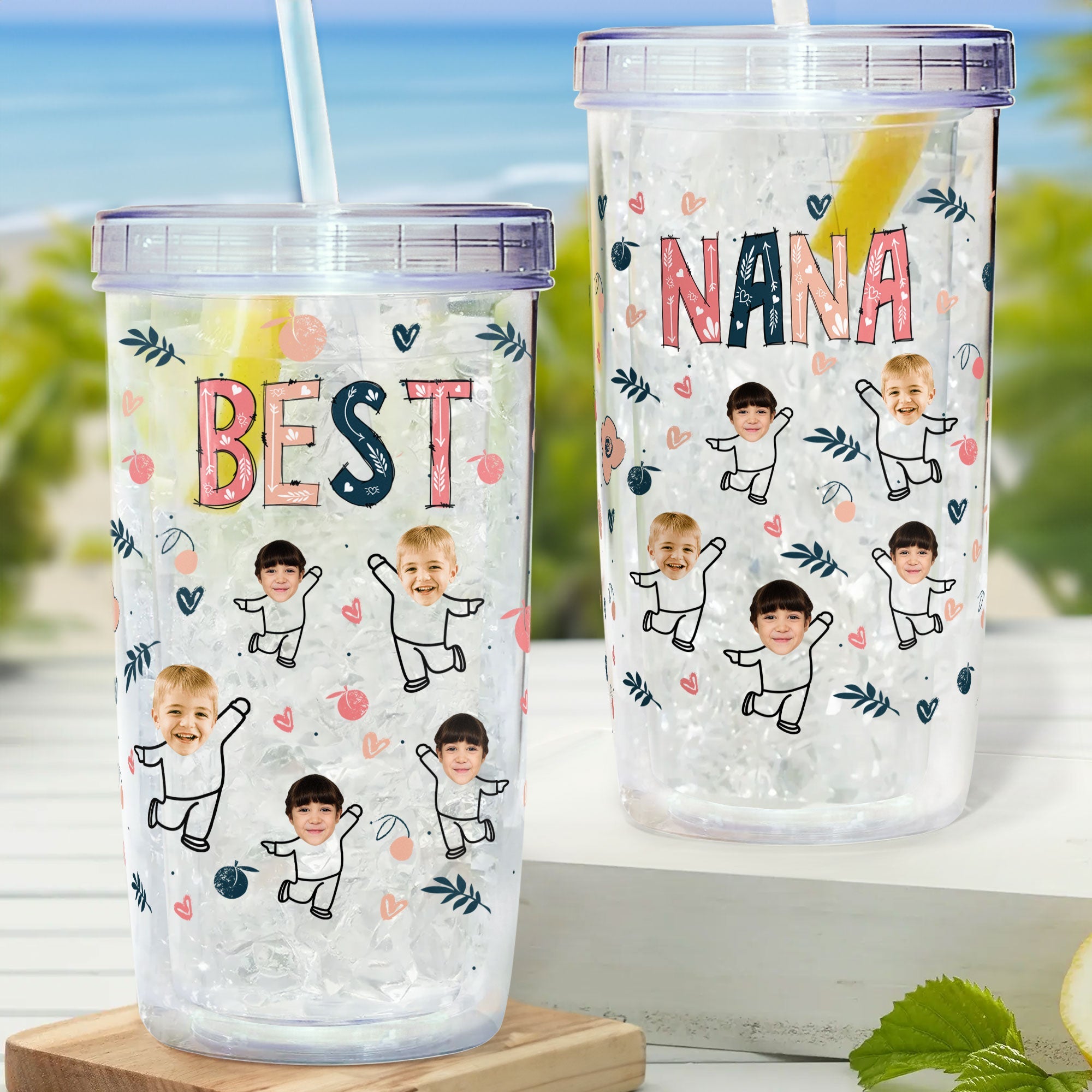 Best Nana - Personalized Photo Acrylic Tumbler With Straw