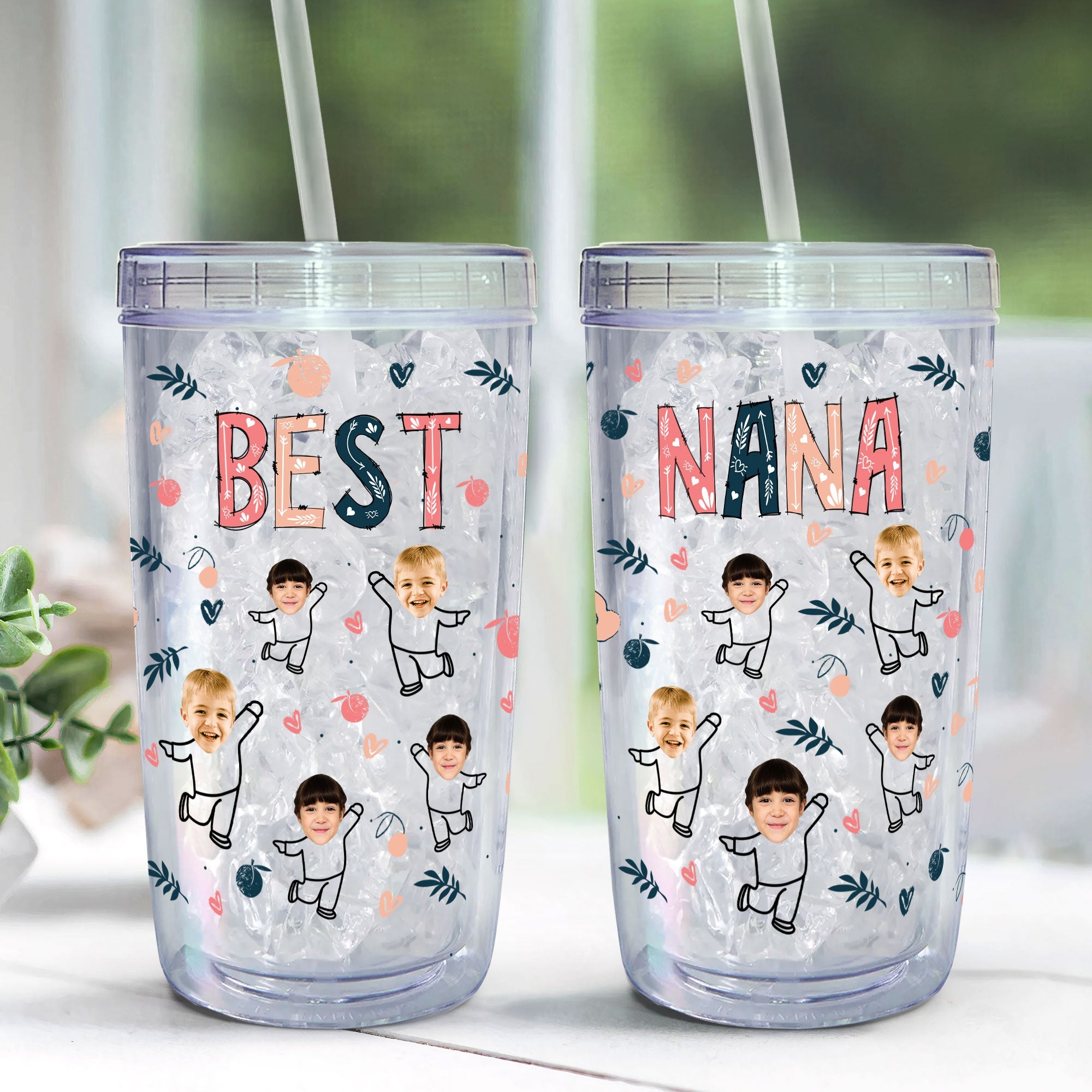 Best Nana - Personalized Photo Acrylic Tumbler With Straw