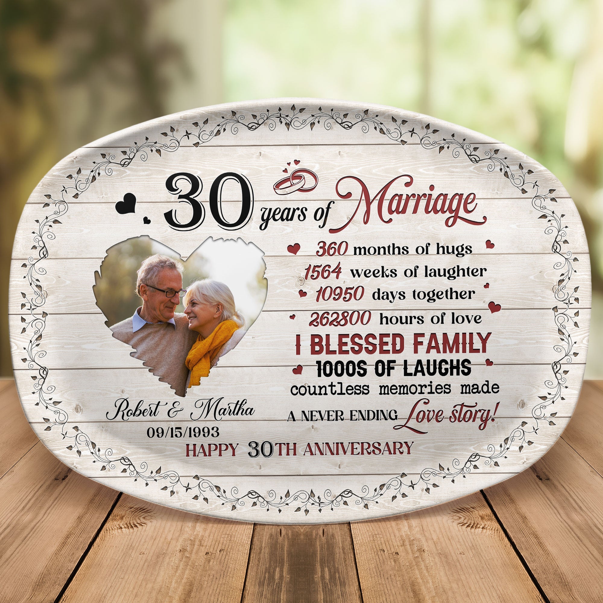 Couple Happy Anniversary - Personalized Photo Platter