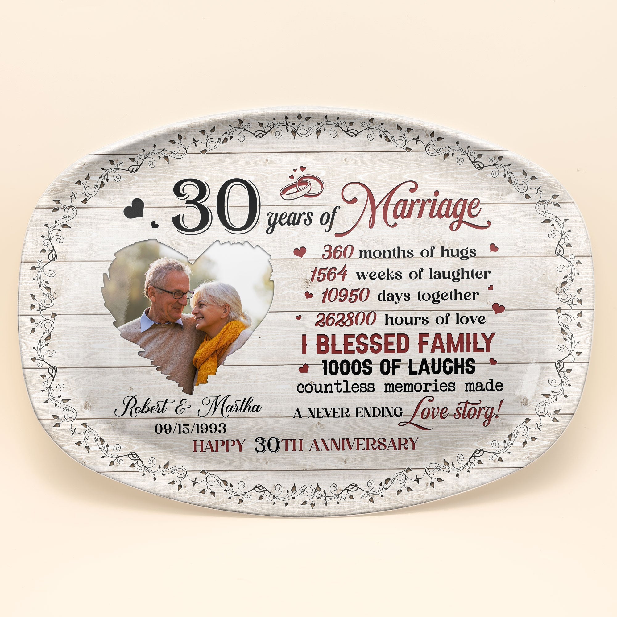 Couple Happy Anniversary - Personalized Photo Platter