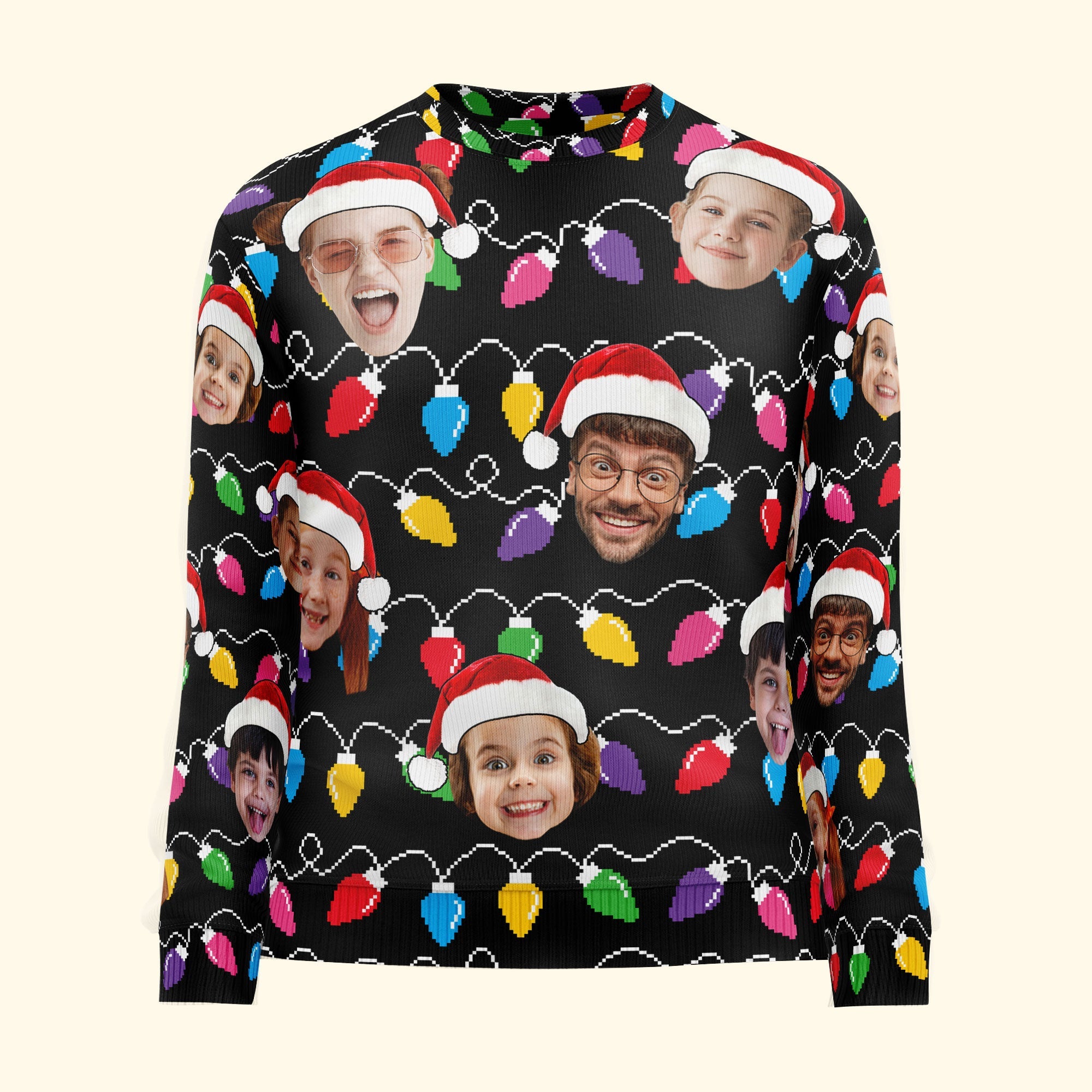 Custom Face Christmas Family Silly Xmas Leds - Personalized Photo Ugly Sweater