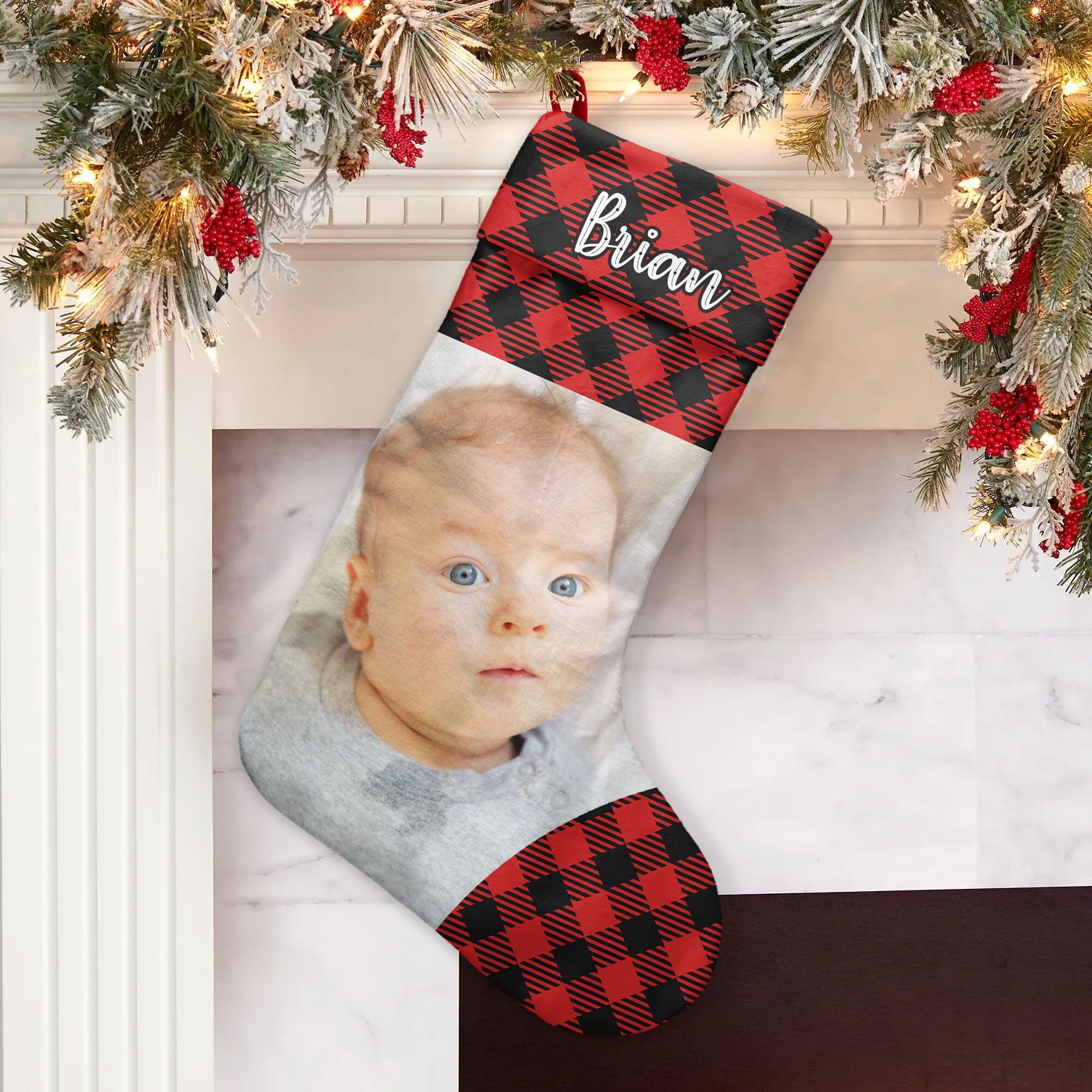 (Photo Inserted) Custom Family Photo - Personalized Stocking