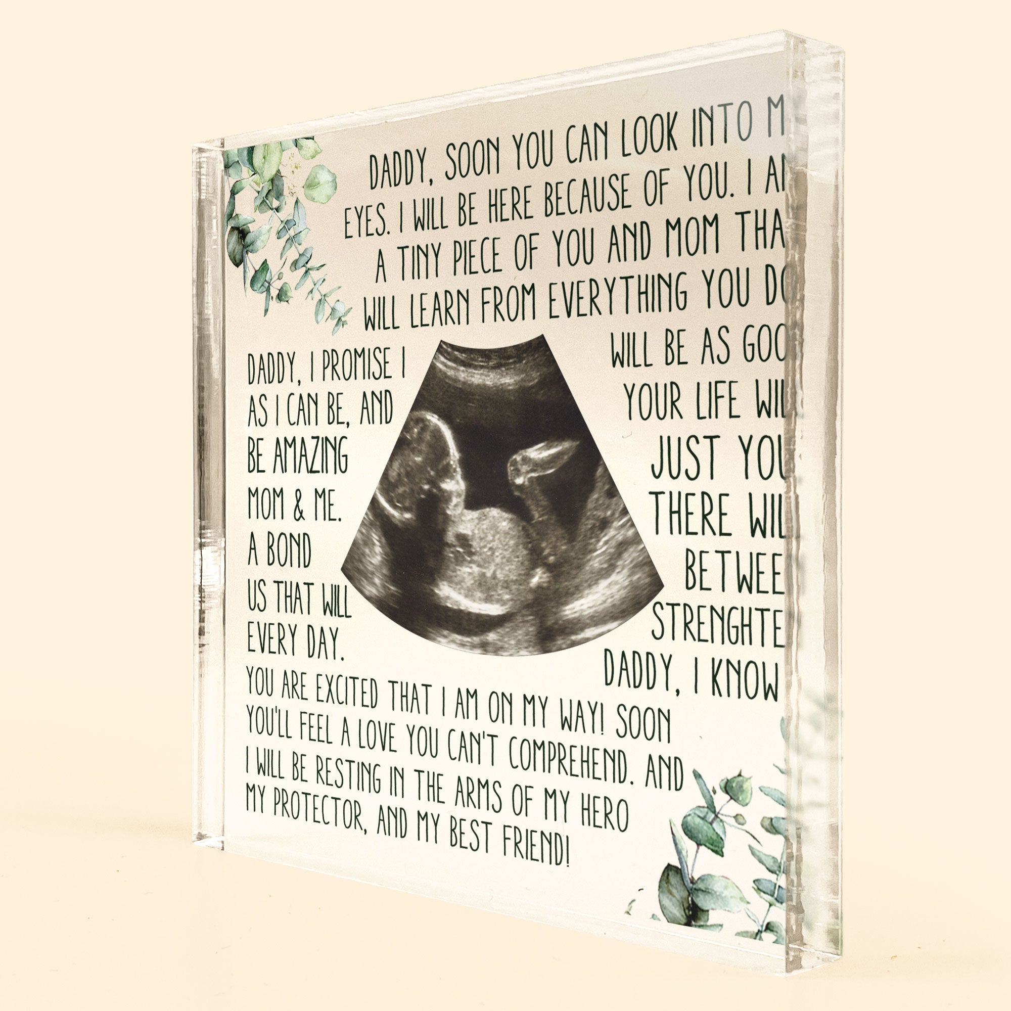 Dad To Be From Bump - Personalized Custom Square-Shaped Acrylic Photo Plaque