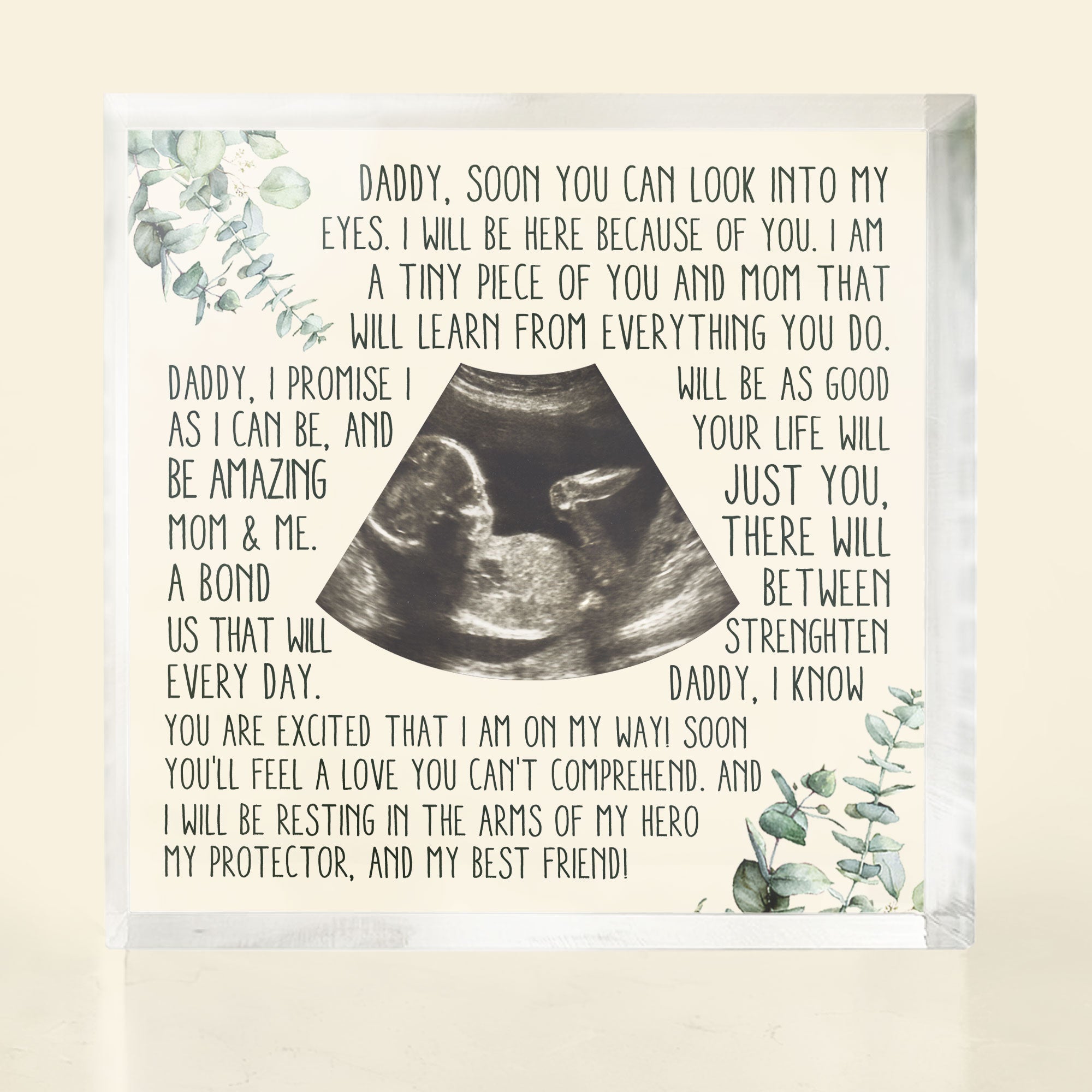 Dad To Be From Bump - Personalized Custom Square-Shaped Acrylic Photo Plaque