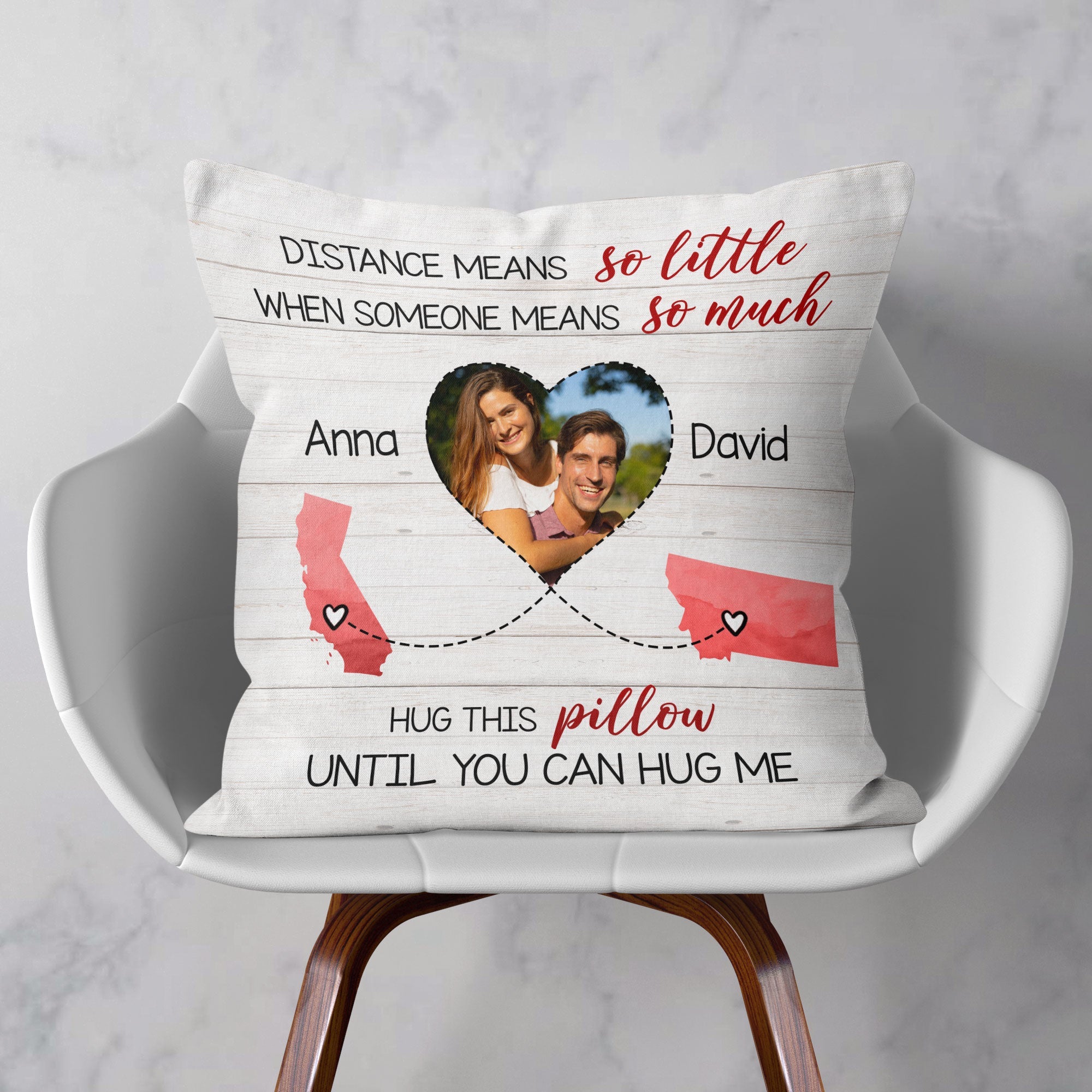 Distance Means So Little When Someone Means So Much - Personalized Photo Pillow (Insert Included)