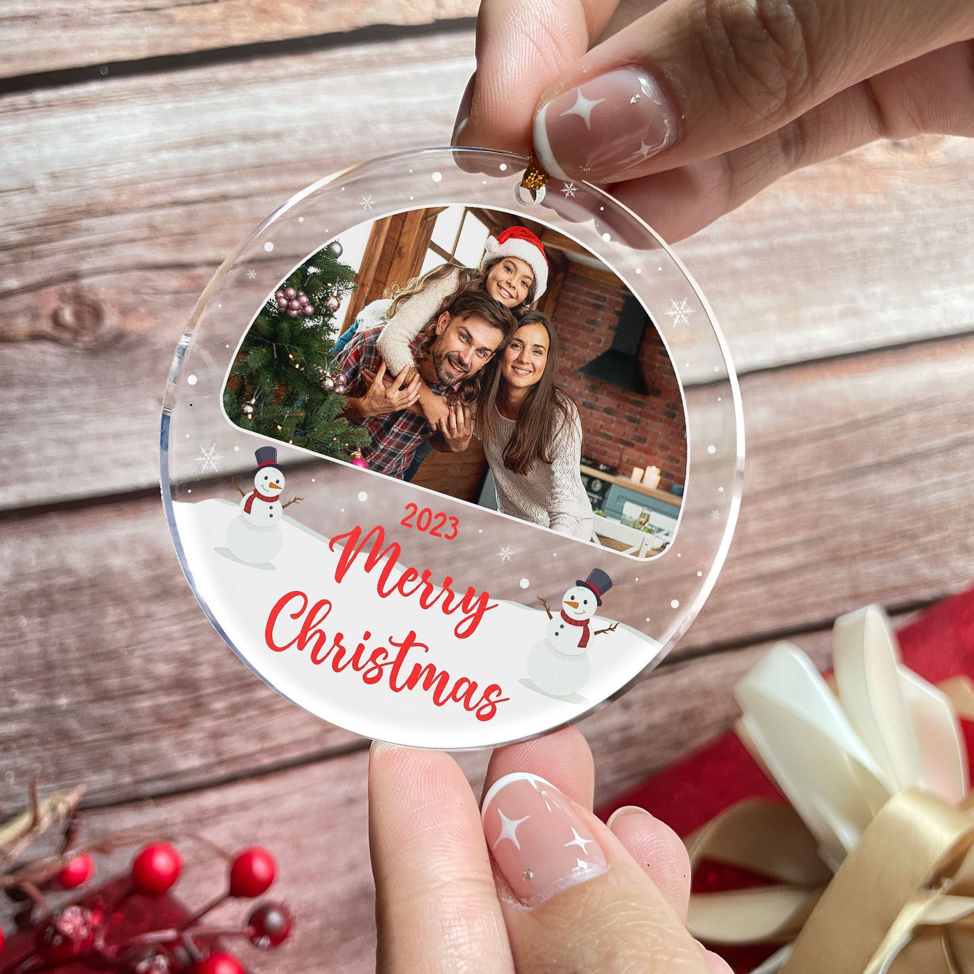 Family Keepsake - Personalized Circle Acrylic Photo Ornament